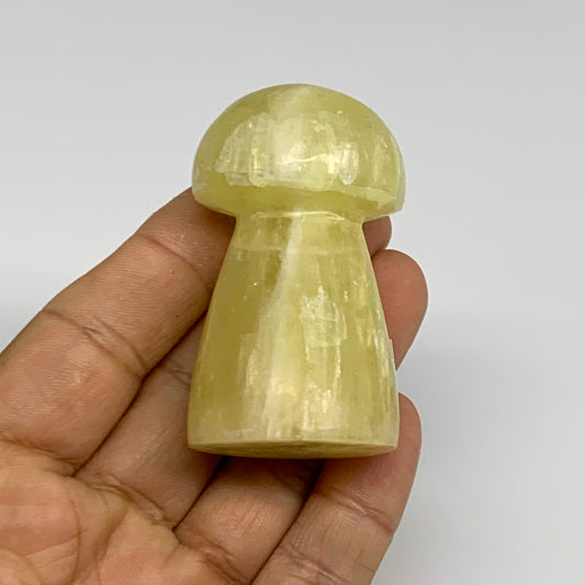 102.3g, 2.2"x1.3" Natural Lemon Calcite Mushroom Gemstone @Pakistan, B31684