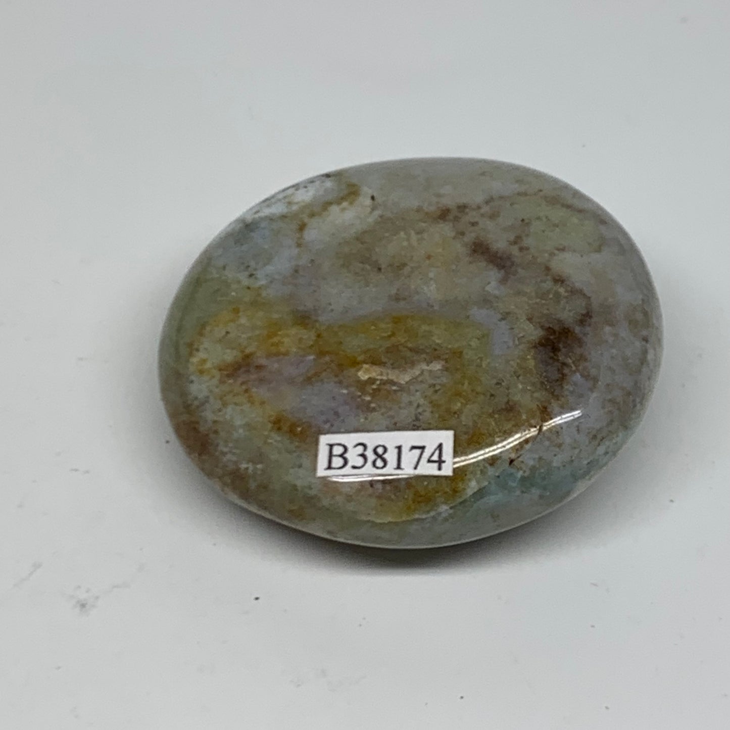 93.6g, 2.2"x2.1"x0.9" Natural Ocean Jasper Palm-Stone Orbicular Jasper, B38174