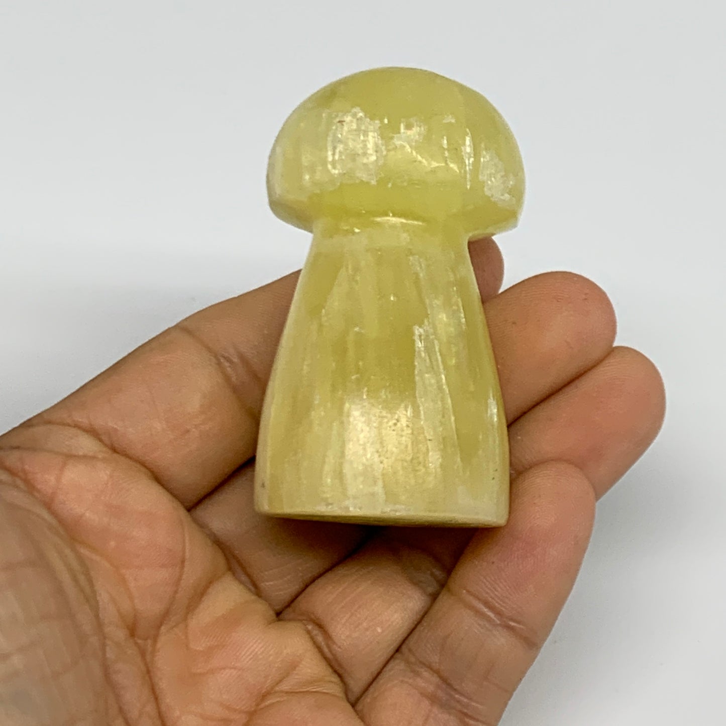 102.3g, 2.2"x1.3" Natural Lemon Calcite Mushroom Gemstone @Pakistan, B31684