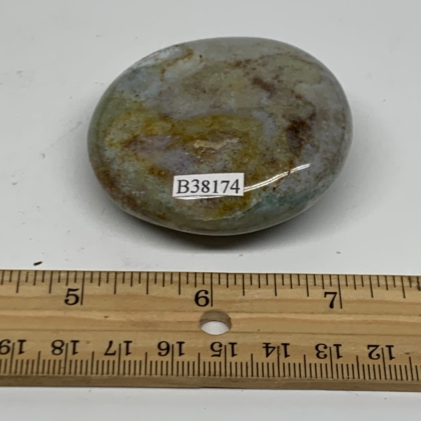 93.6g, 2.2"x2.1"x0.9" Natural Ocean Jasper Palm-Stone Orbicular Jasper, B38174