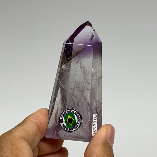 78.4g, 2.9"x1.4"x0.9", Natural Amethyst Tower Point Obelisk @Brazil, B32303