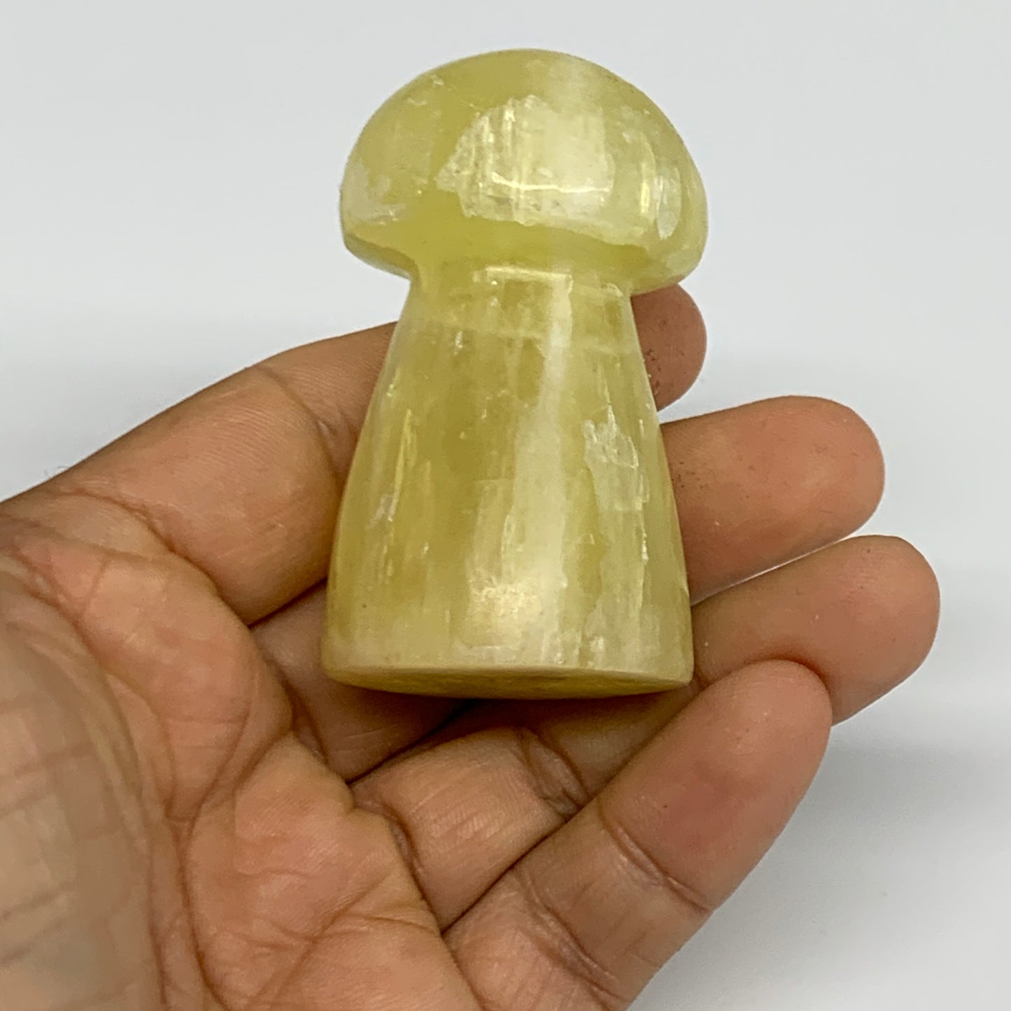 102.3g, 2.2"x1.3" Natural Lemon Calcite Mushroom Gemstone @Pakistan, B31684