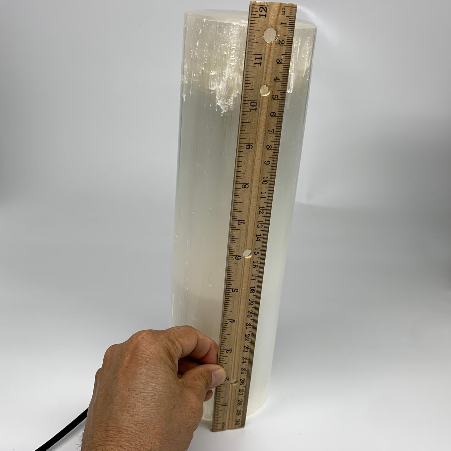 8.6 lbs, 11.6"x3.4" Cylinder Selenite (Satin Spar) Lamp Tower W/Chord, B35788