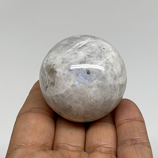 120g, 1.7"(44mm), Natural Rainbow Moonstone Sphere Ball Gemstone, B34326