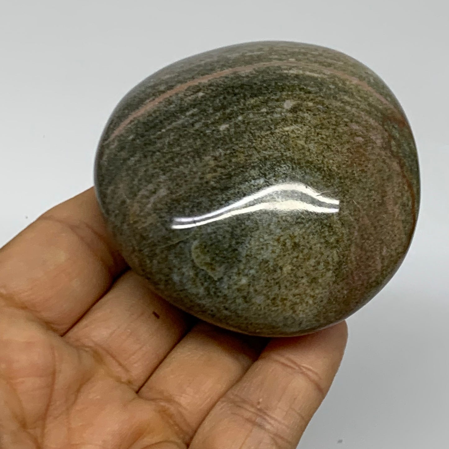 194.6g, 2.6"x2.5"x1.5" Natural Ocean Jasper Palm-Stone Orbicular Jasper, B38175