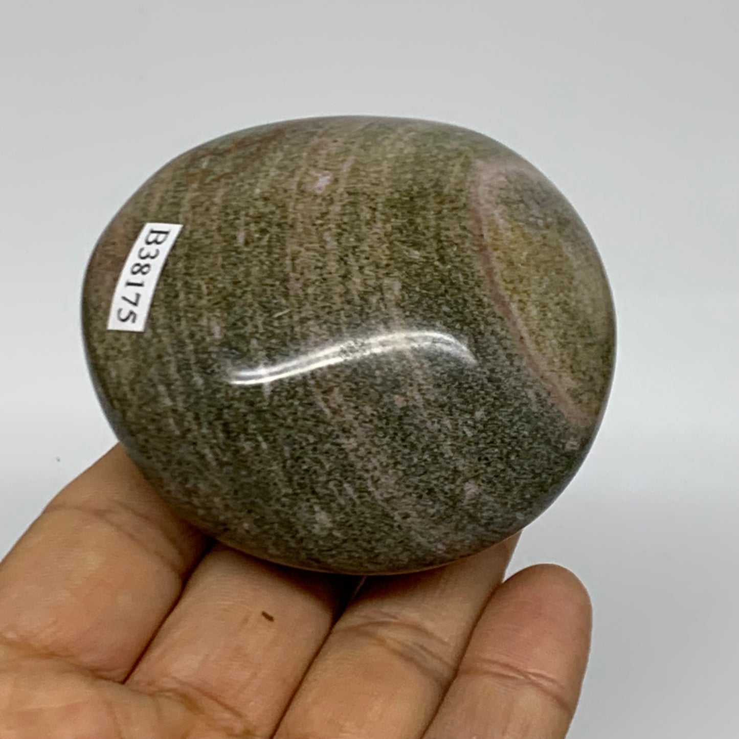 194.6g, 2.6"x2.5"x1.5" Natural Ocean Jasper Palm-Stone Orbicular Jasper, B38175