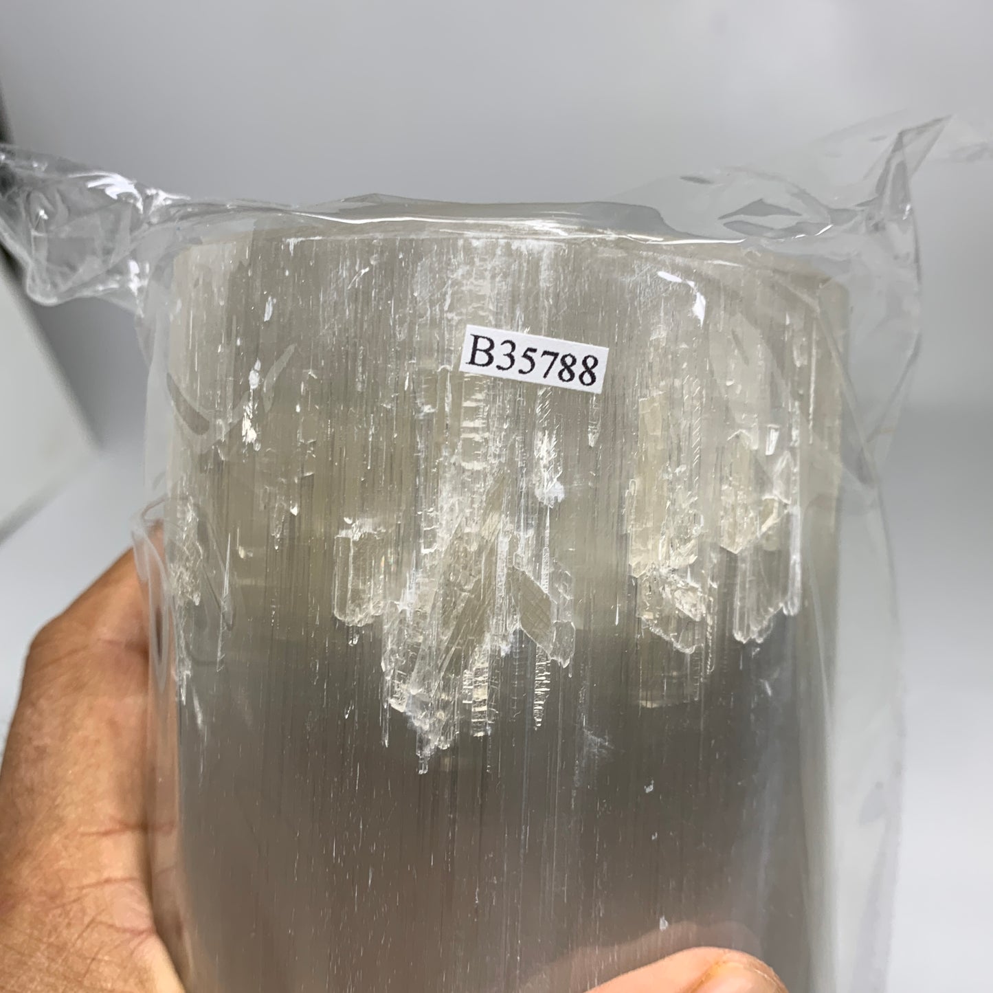 8.6 lbs, 11.6"x3.4" Cylinder Selenite (Satin Spar) Lamp Tower W/Chord, B35788