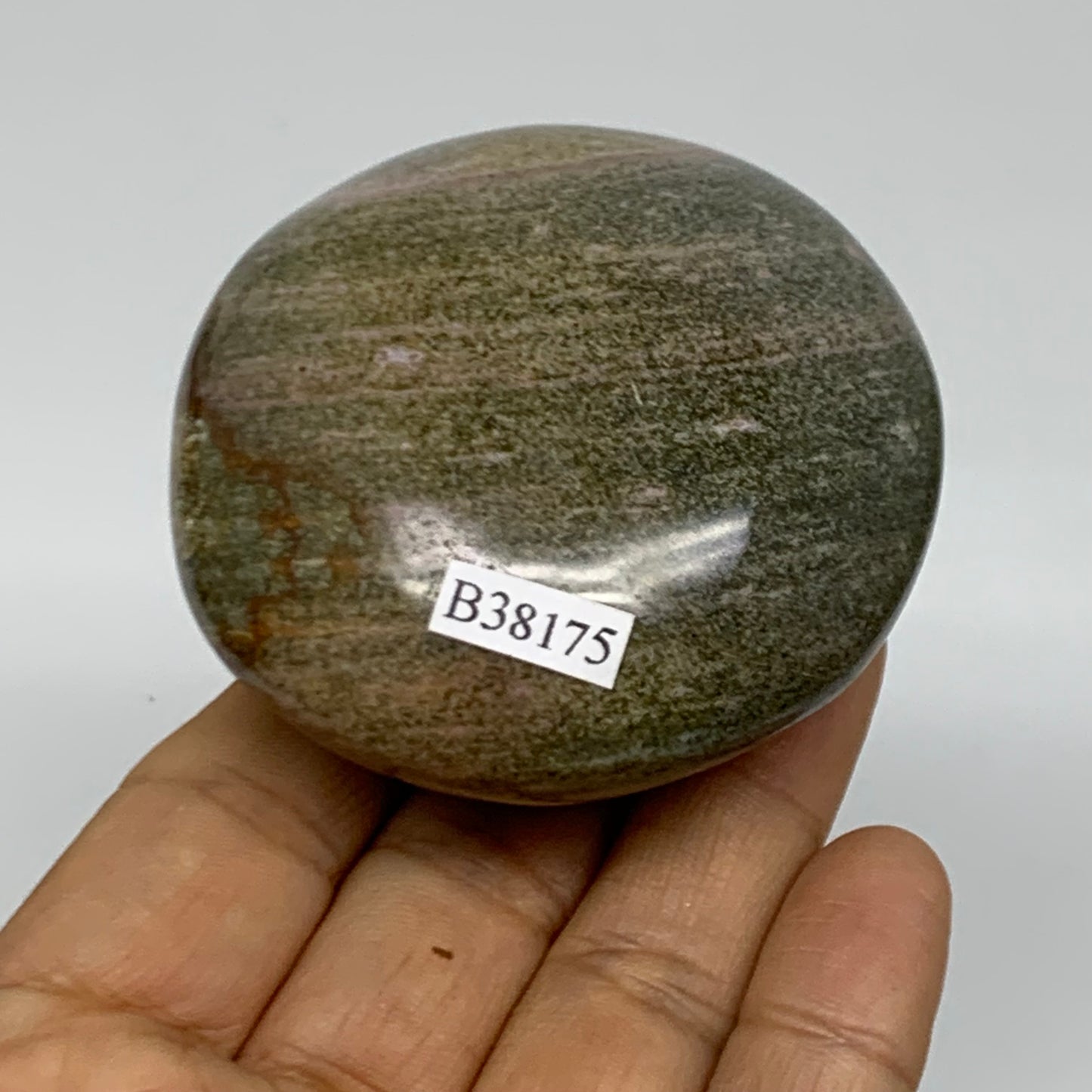 194.6g, 2.6"x2.5"x1.5" Natural Ocean Jasper Palm-Stone Orbicular Jasper, B38175