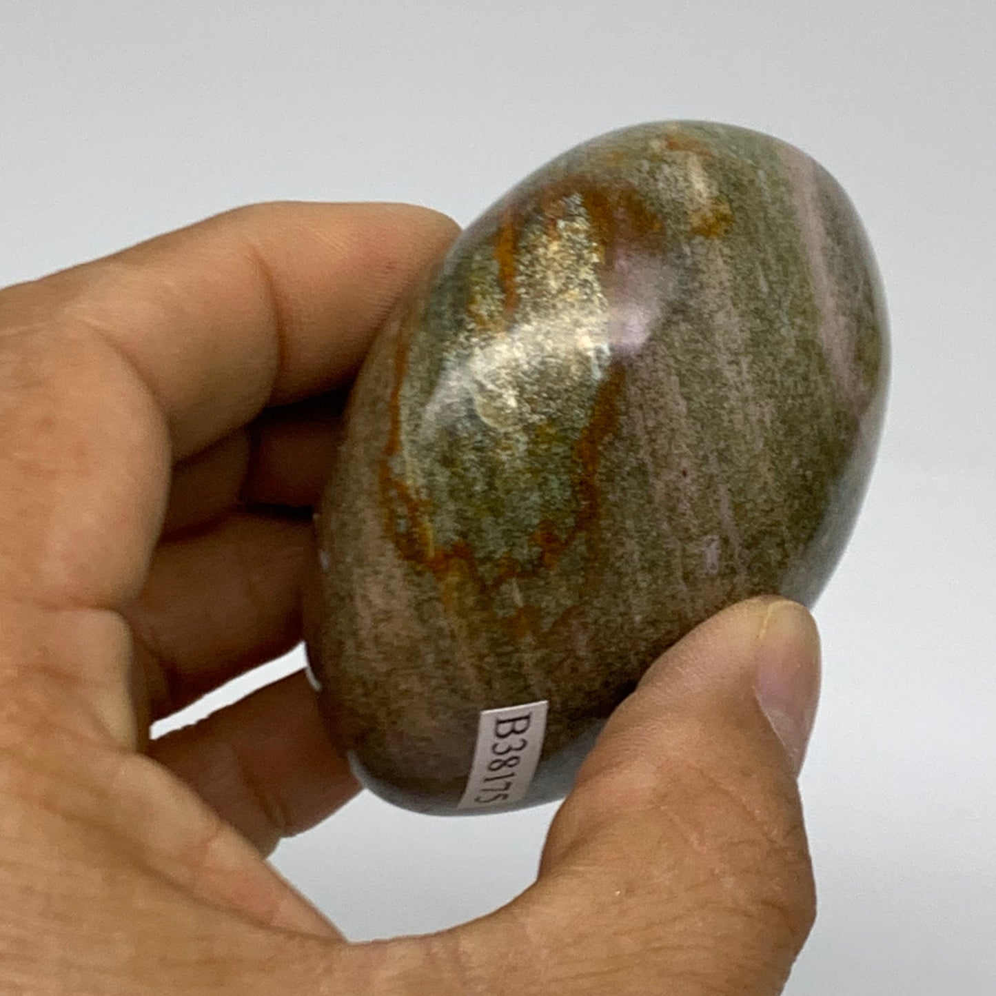 194.6g, 2.6"x2.5"x1.5" Natural Ocean Jasper Palm-Stone Orbicular Jasper, B38175