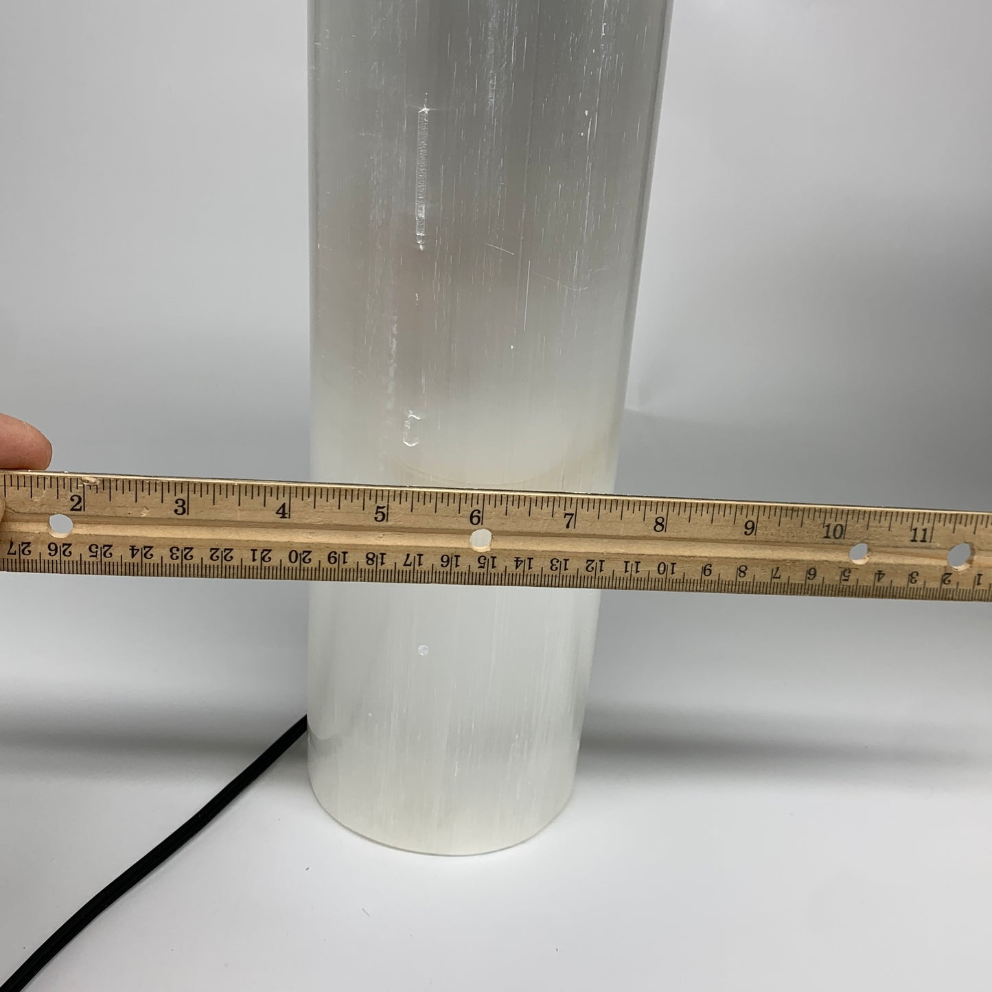 9.6 lbs, 11.7"x3.7" Cylinder Selenite (Satin Spar) Lamp Tower W/Chord, B35789