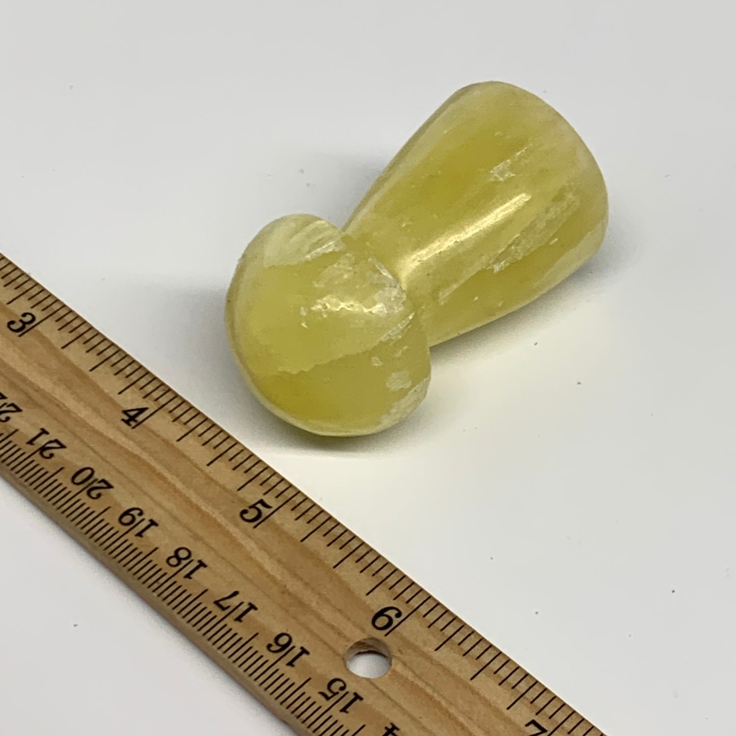 102.3g, 2.2"x1.3" Natural Lemon Calcite Mushroom Gemstone @Pakistan, B31684