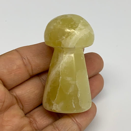 82.6g, 2.2"x1.1" Natural Lemon Calcite Mushroom Gemstone @Pakistan, B31683