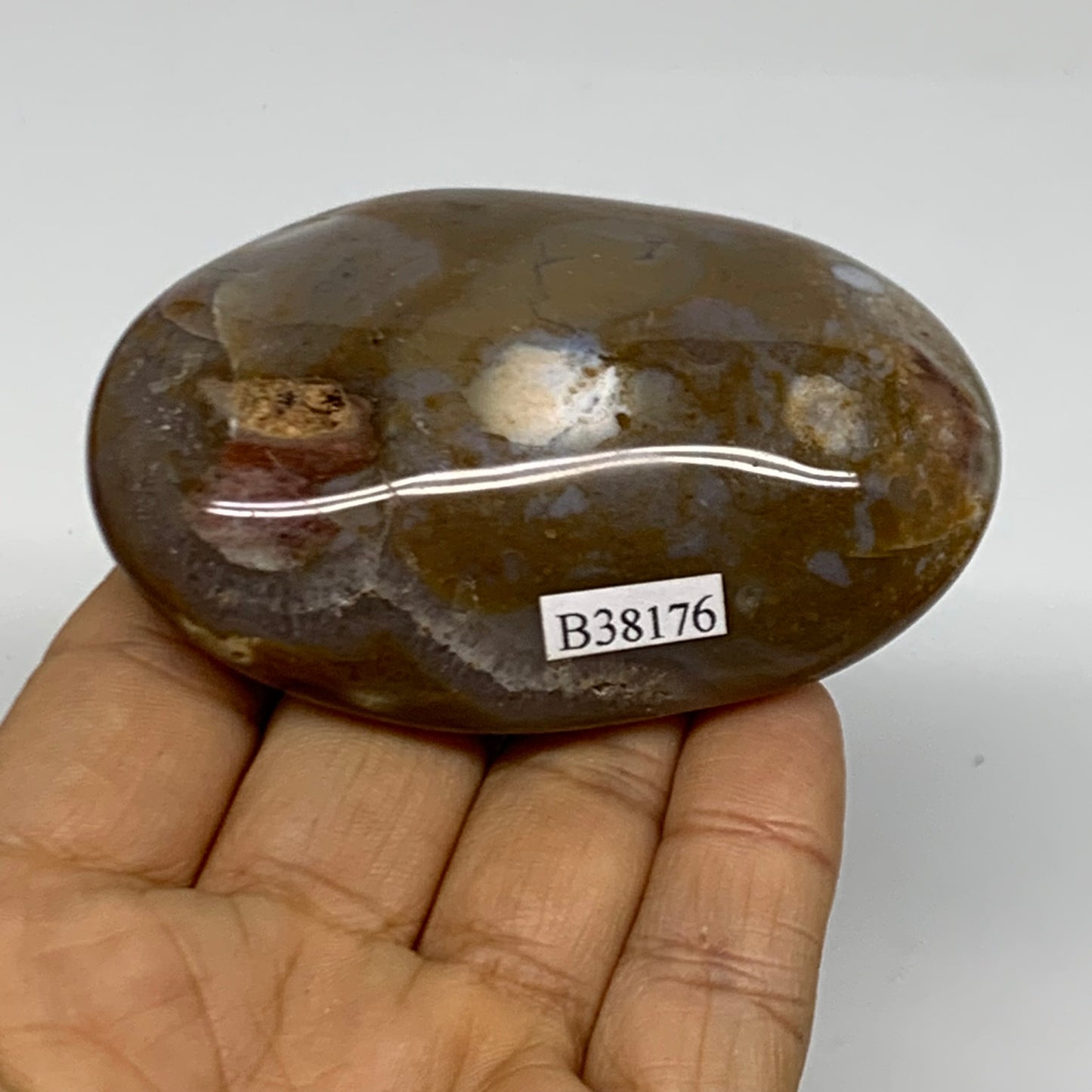 118.8g, 3"x2"x0.8" Natural Ocean Jasper Palm-Stone Orbicular Jasper, B38176