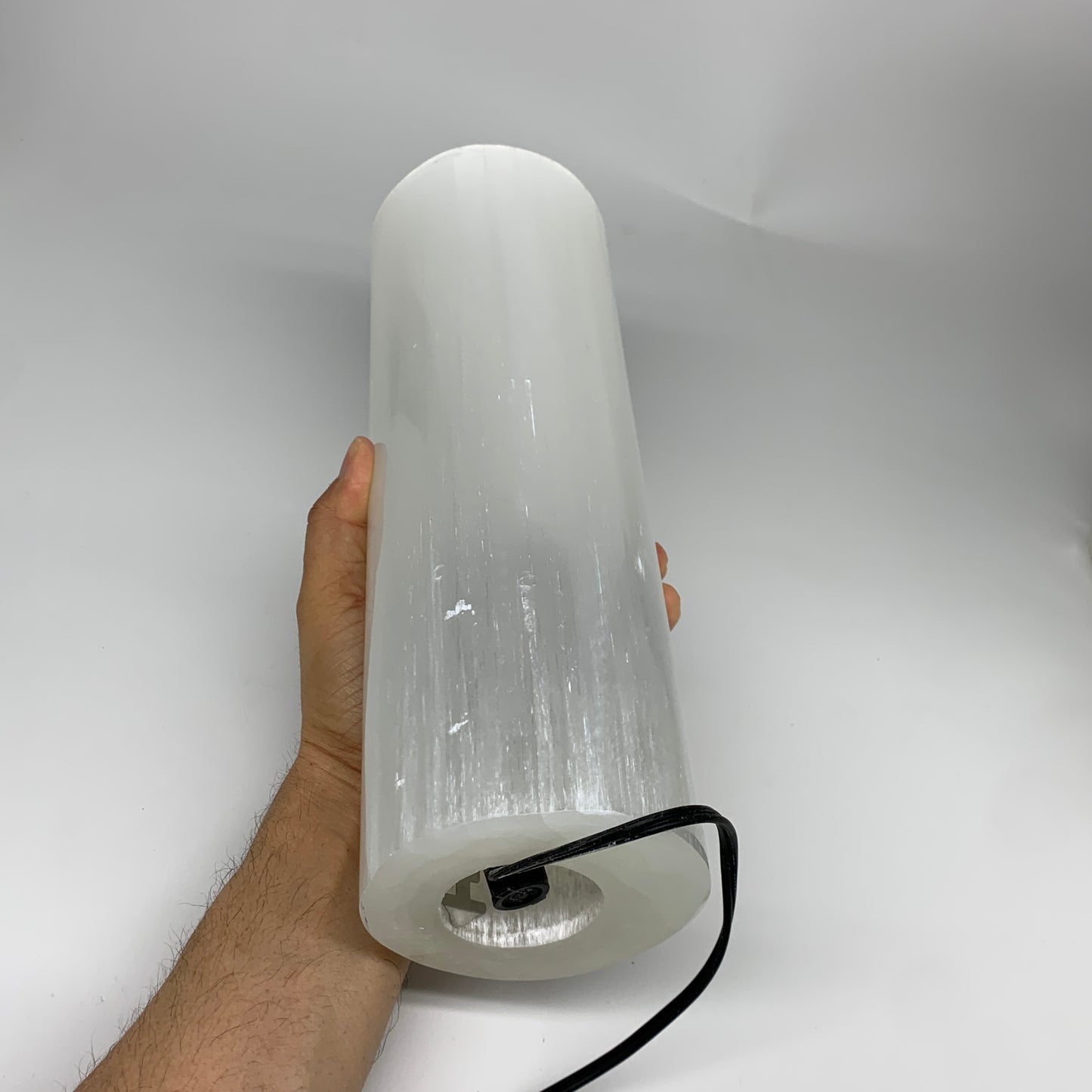 9.6 lbs, 11.7"x3.7" Cylinder Selenite (Satin Spar) Lamp Tower W/Chord, B35789