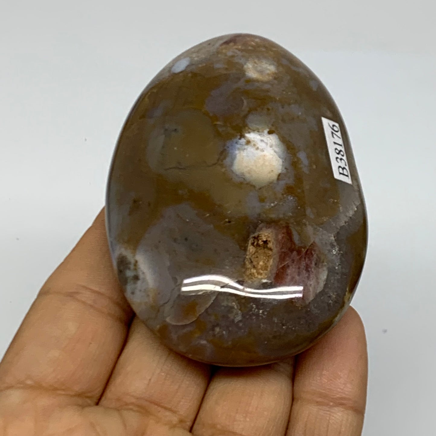 118.8g, 3"x2"x0.8" Natural Ocean Jasper Palm-Stone Orbicular Jasper, B38176