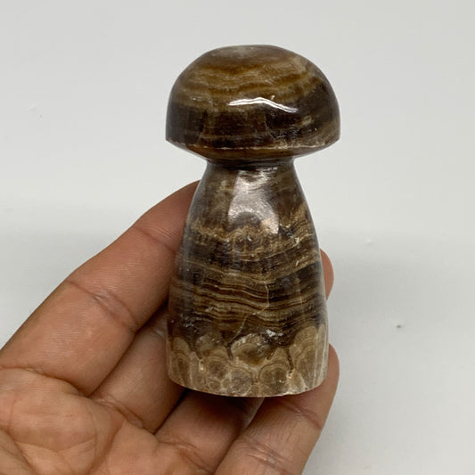 152.9g, 2.9"x1.4" Natural Chocolate Calcite Mushroom Gemstone @Pakistan, B30156