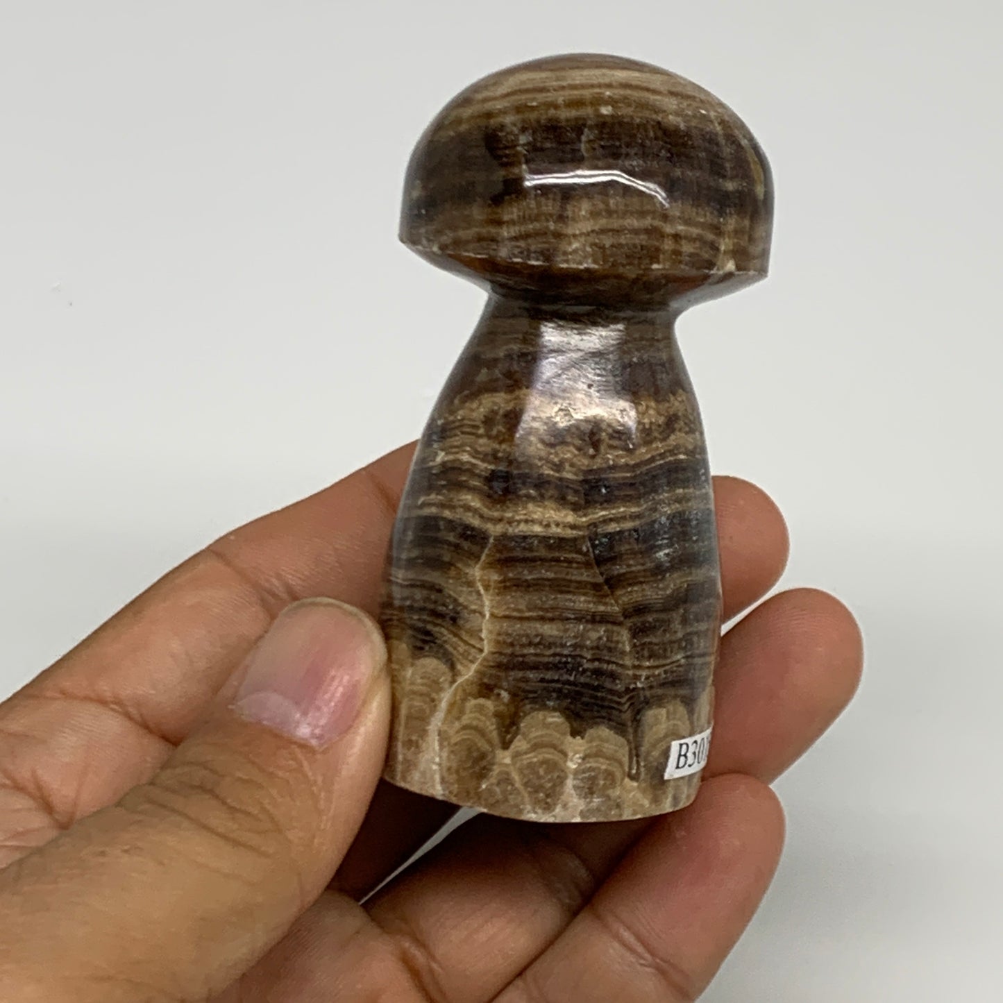 152.9g, 2.9"x1.4" Natural Chocolate Calcite Mushroom Gemstone @Pakistan, B30156