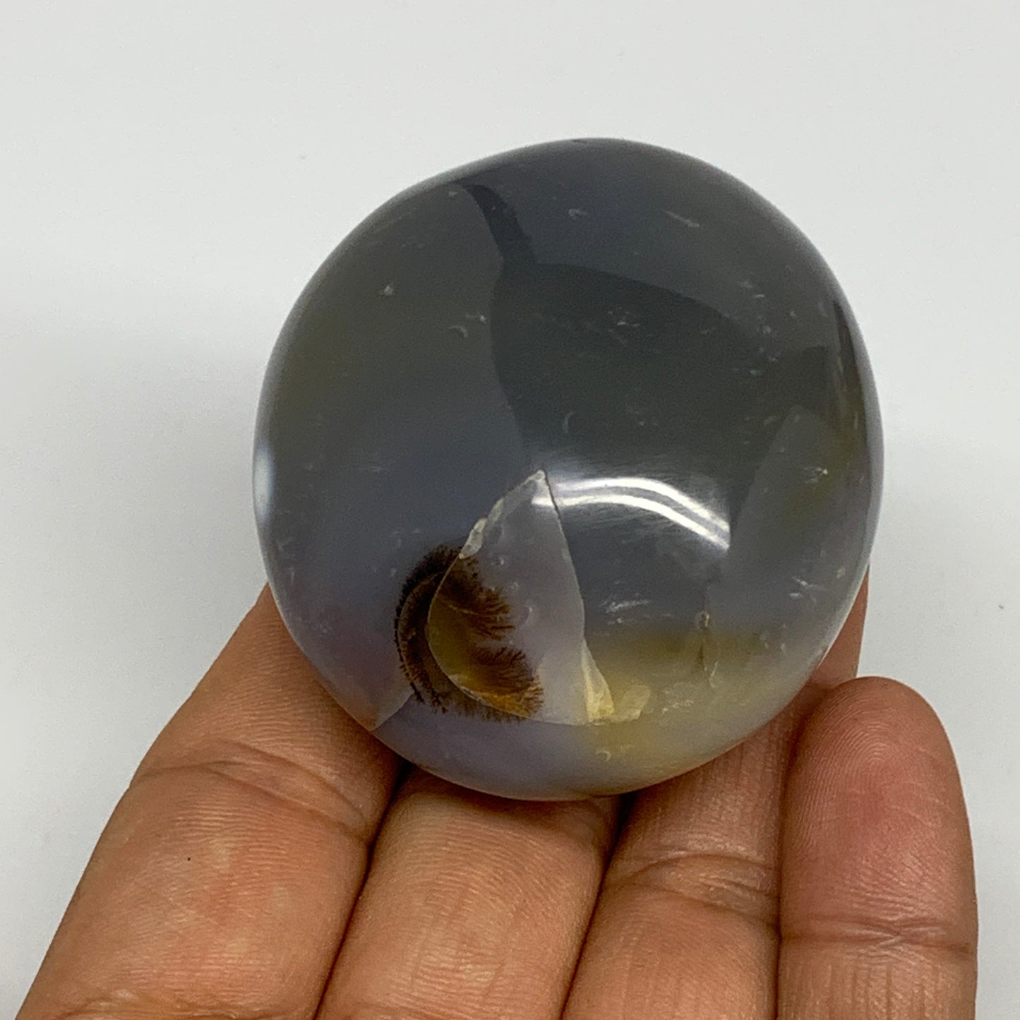 118.4g, 2.2"x2"x1.3" Orca Agate Palm-Stone Reiki Energy Crystal Reiki, B28693