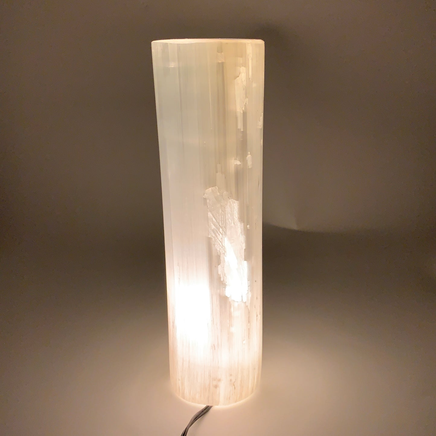 7.6 lbs, 11.7"x3.3" Cylinder Selenite (Satin Spar) Lamp Tower W/Chord, B35790