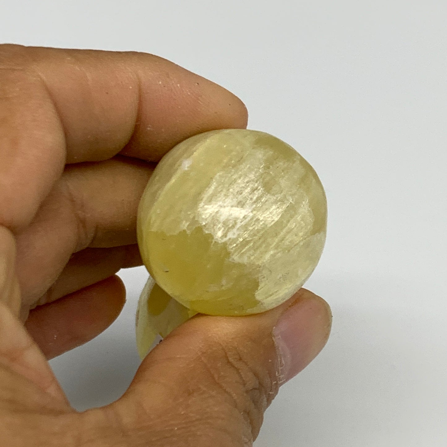 82.6g, 2.2"x1.1" Natural Lemon Calcite Mushroom Gemstone @Pakistan, B31683