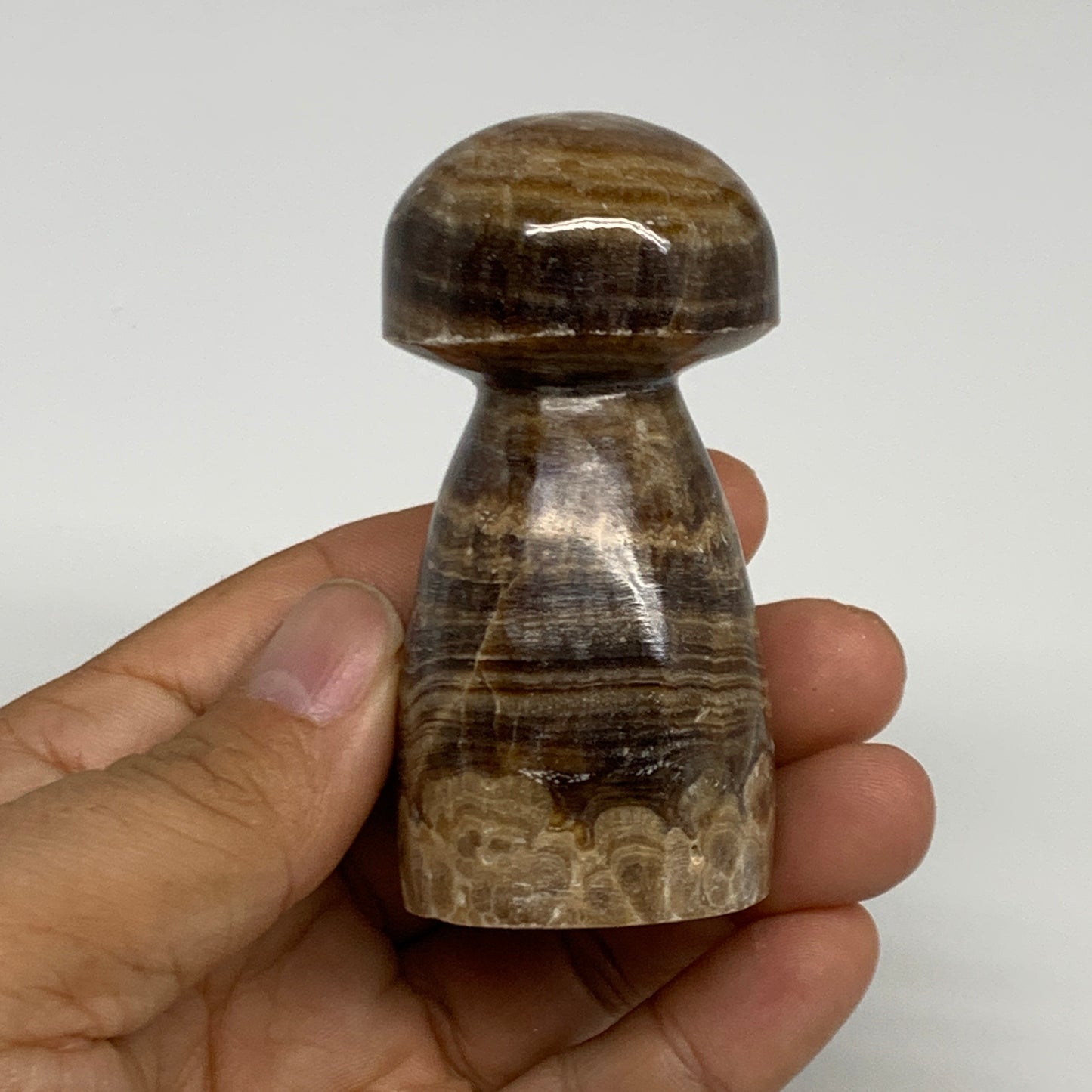 152.9g, 2.9"x1.4" Natural Chocolate Calcite Mushroom Gemstone @Pakistan, B30156