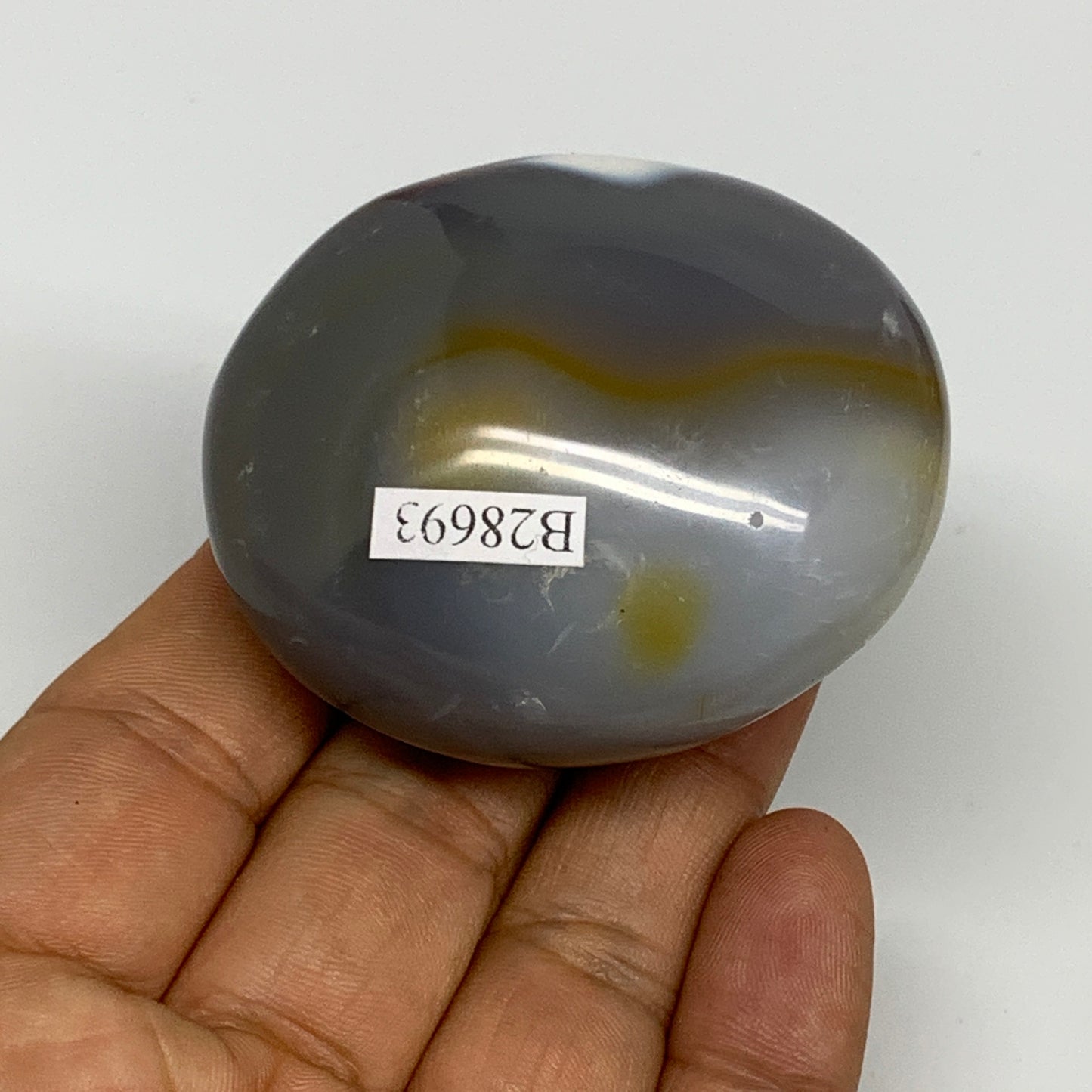 118.4g, 2.2"x2"x1.3" Orca Agate Palm-Stone Reiki Energy Crystal Reiki, B28693