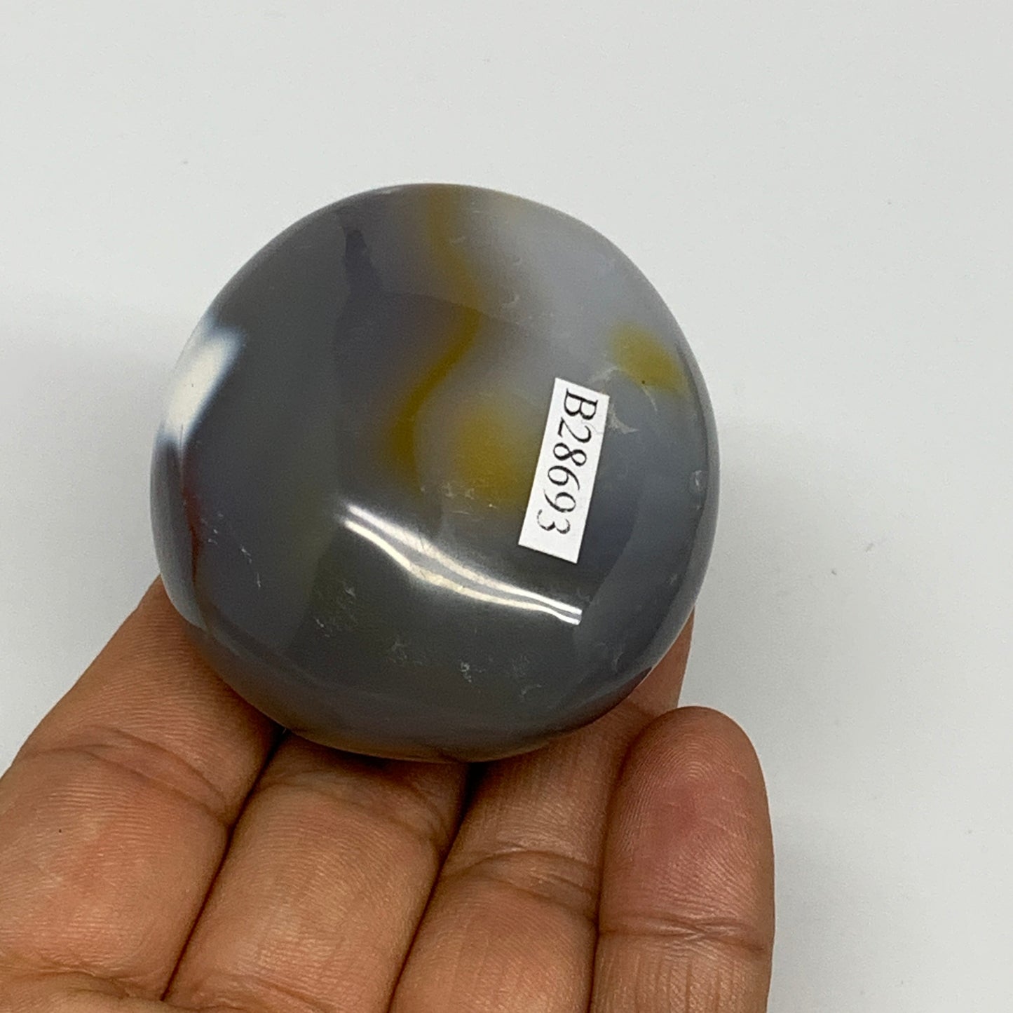 118.4g, 2.2"x2"x1.3" Orca Agate Palm-Stone Reiki Energy Crystal Reiki, B28693
