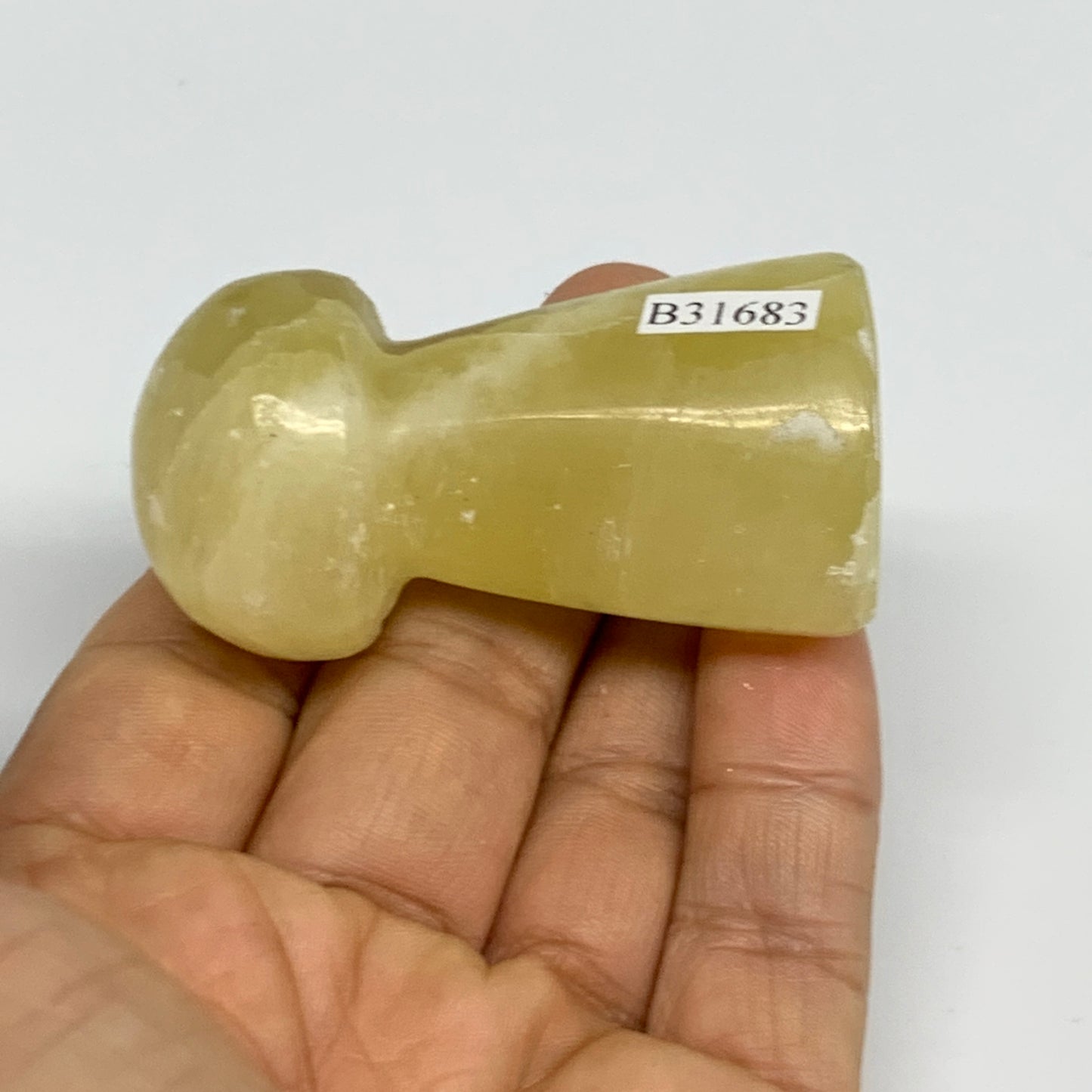 82.6g, 2.2"x1.1" Natural Lemon Calcite Mushroom Gemstone @Pakistan, B31683