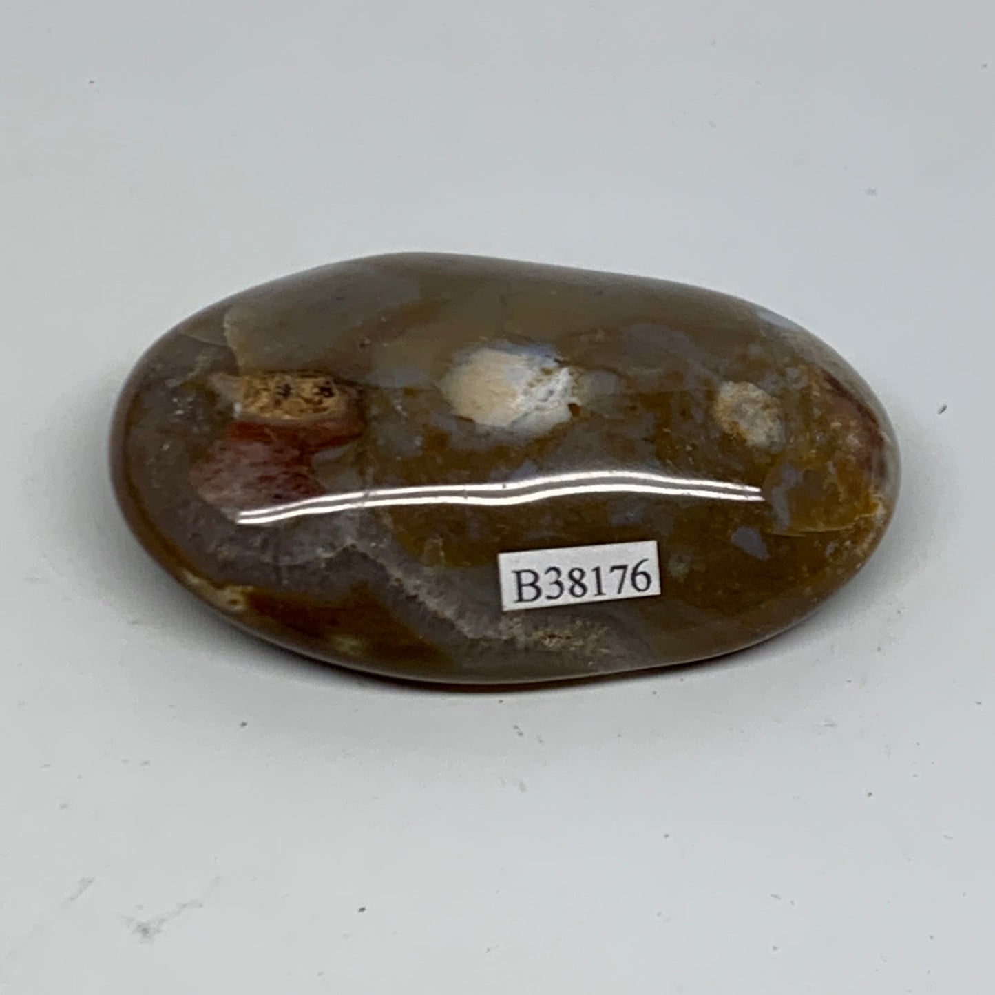 118.8g, 3"x2"x0.8" Natural Ocean Jasper Palm-Stone Orbicular Jasper, B38176