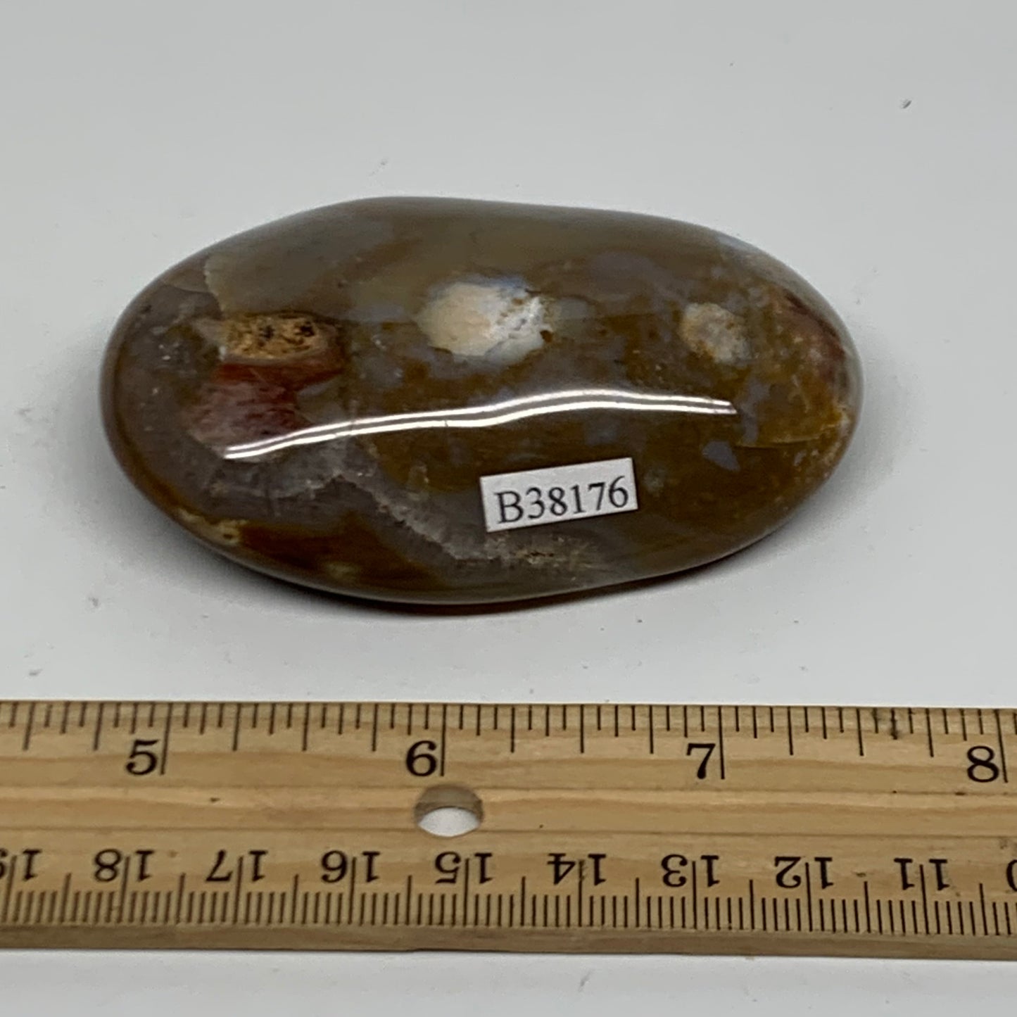 118.8g, 3"x2"x0.8" Natural Ocean Jasper Palm-Stone Orbicular Jasper, B38176