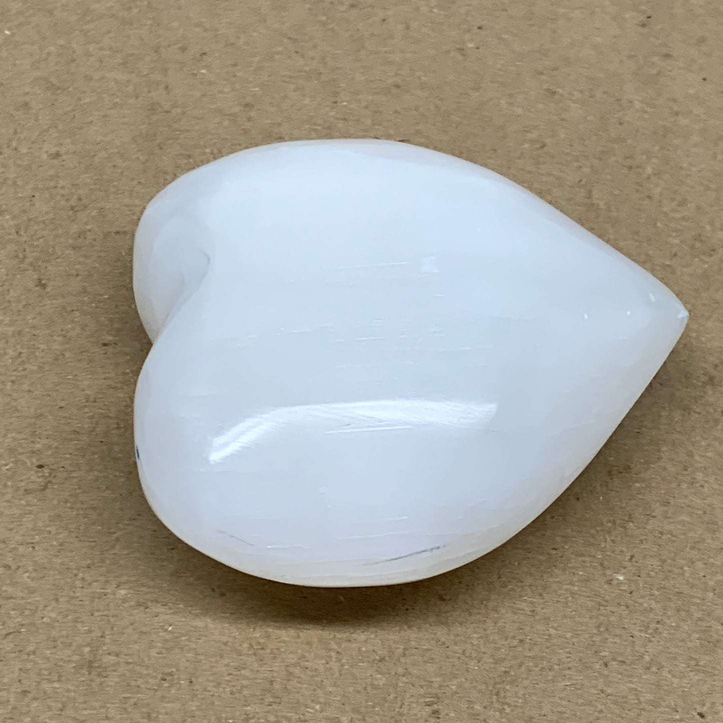 1 lbs, 4"x4.1"x1.7", Selenite Half Puffy Heart Crystals, Satin Spar, B36438