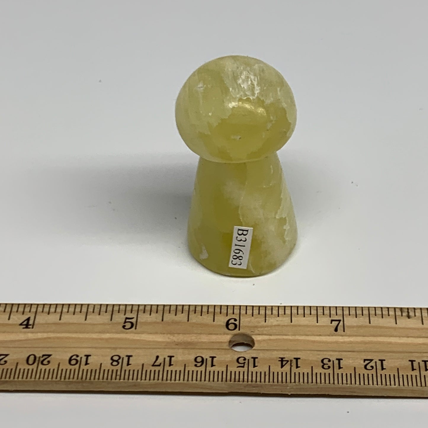 82.6g, 2.2"x1.1" Natural Lemon Calcite Mushroom Gemstone @Pakistan, B31683