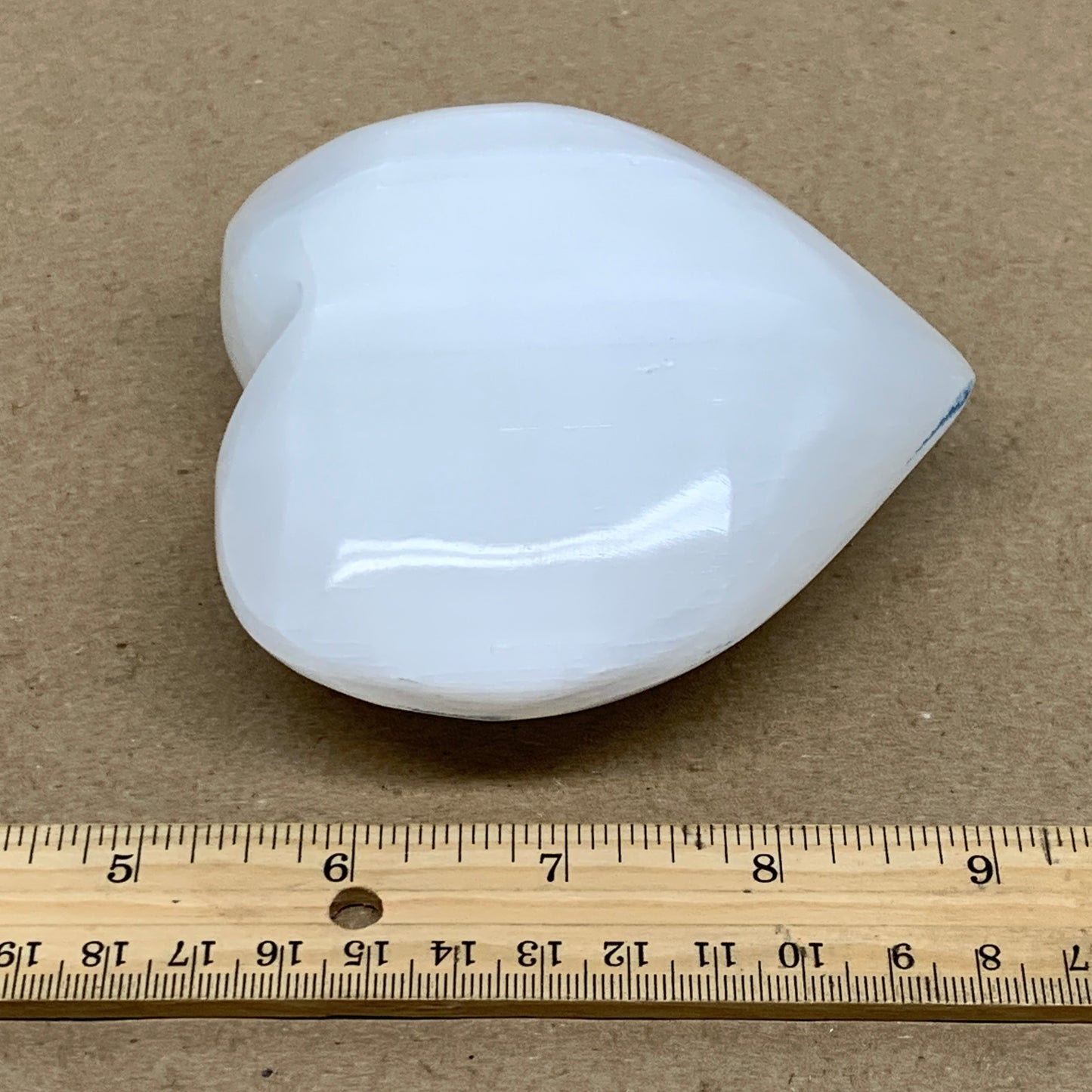 1 lbs, 4"x4.1"x1.7", Selenite Half Puffy Heart Crystals, Satin Spar, B36438