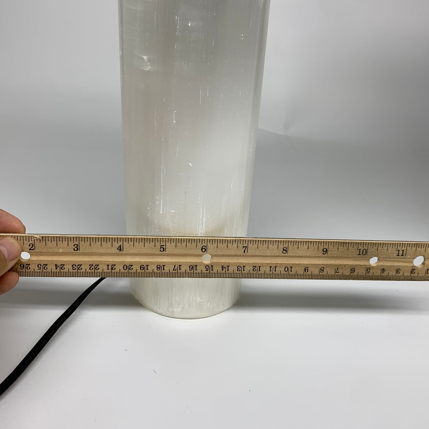 7.6 lbs, 11.7"x3.3" Cylinder Selenite (Satin Spar) Lamp Tower W/Chord, B35790