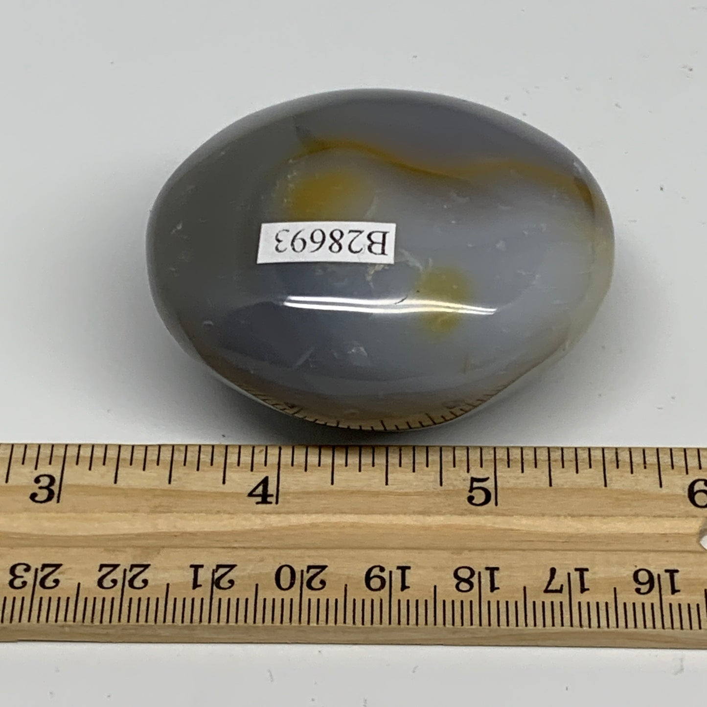 118.4g, 2.2"x2"x1.3" Orca Agate Palm-Stone Reiki Energy Crystal Reiki, B28693
