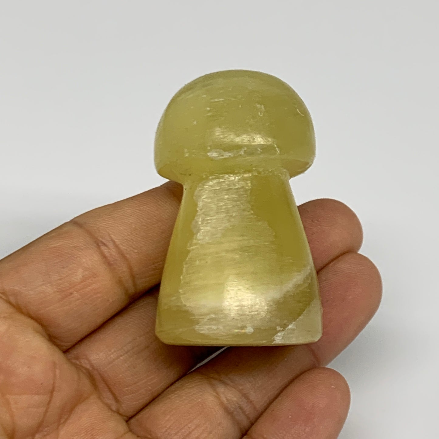 83g, 2"x1.2" Natural Lemon Calcite Mushroom Gemstone @Pakistan, B31682
