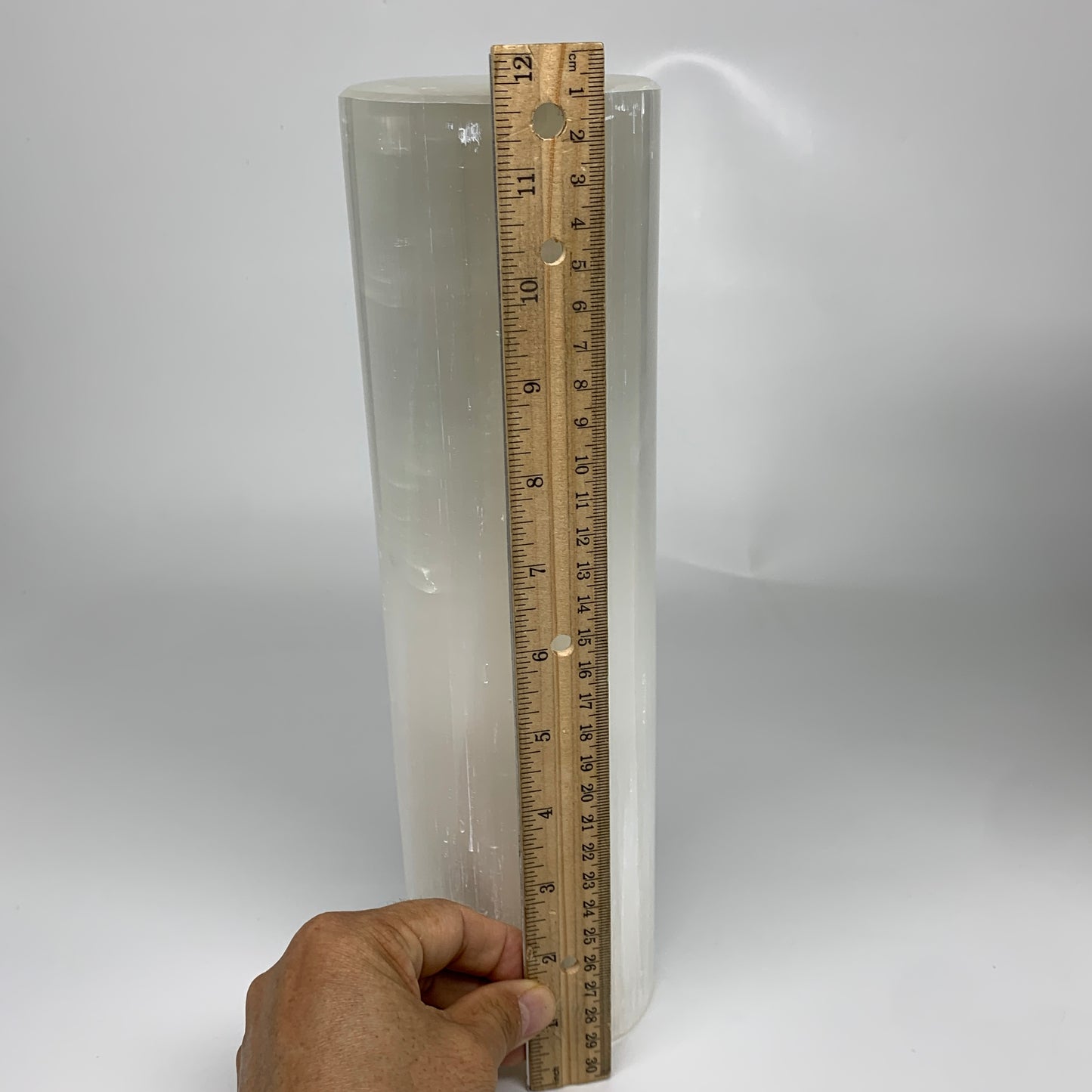 7.6 lbs, 11.7"x3.3" Cylinder Selenite (Satin Spar) Lamp Tower W/Chord, B35790