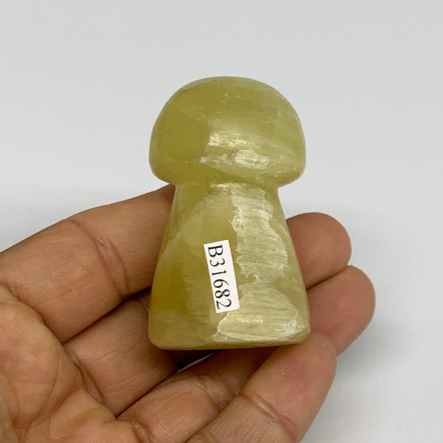 83g, 2"x1.2" Natural Lemon Calcite Mushroom Gemstone @Pakistan, B31682