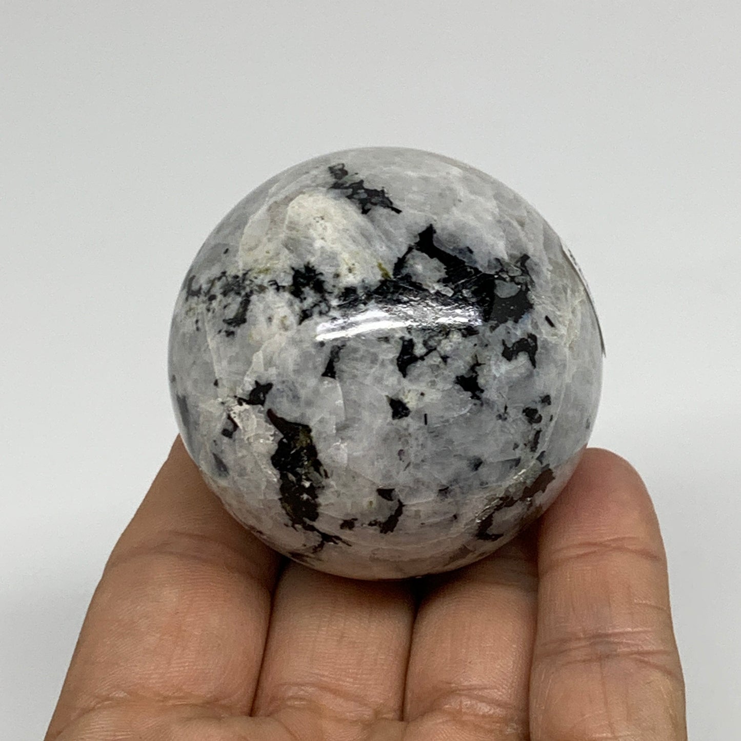 172.8g, 2"(50mm), Natural Rainbow Moonstone Sphere Ball Gemstone, B34328