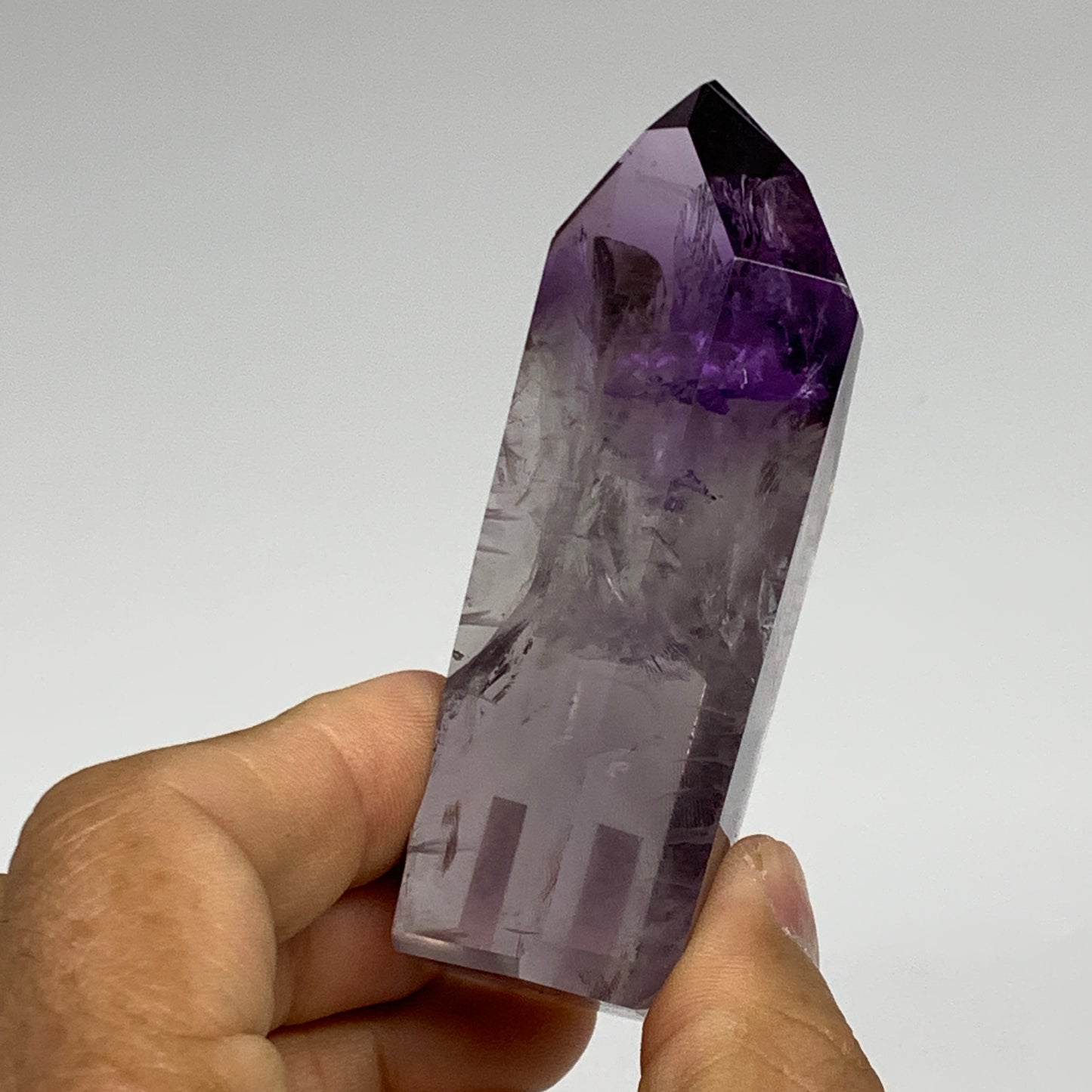 110g, 3.2"x1.2"x1,1", Natural Amethyst Tower Point Obelisk @Brazil, B32305