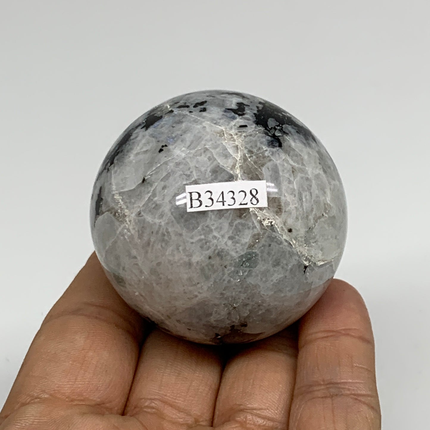 172.8g, 2"(50mm), Natural Rainbow Moonstone Sphere Ball Gemstone, B34328