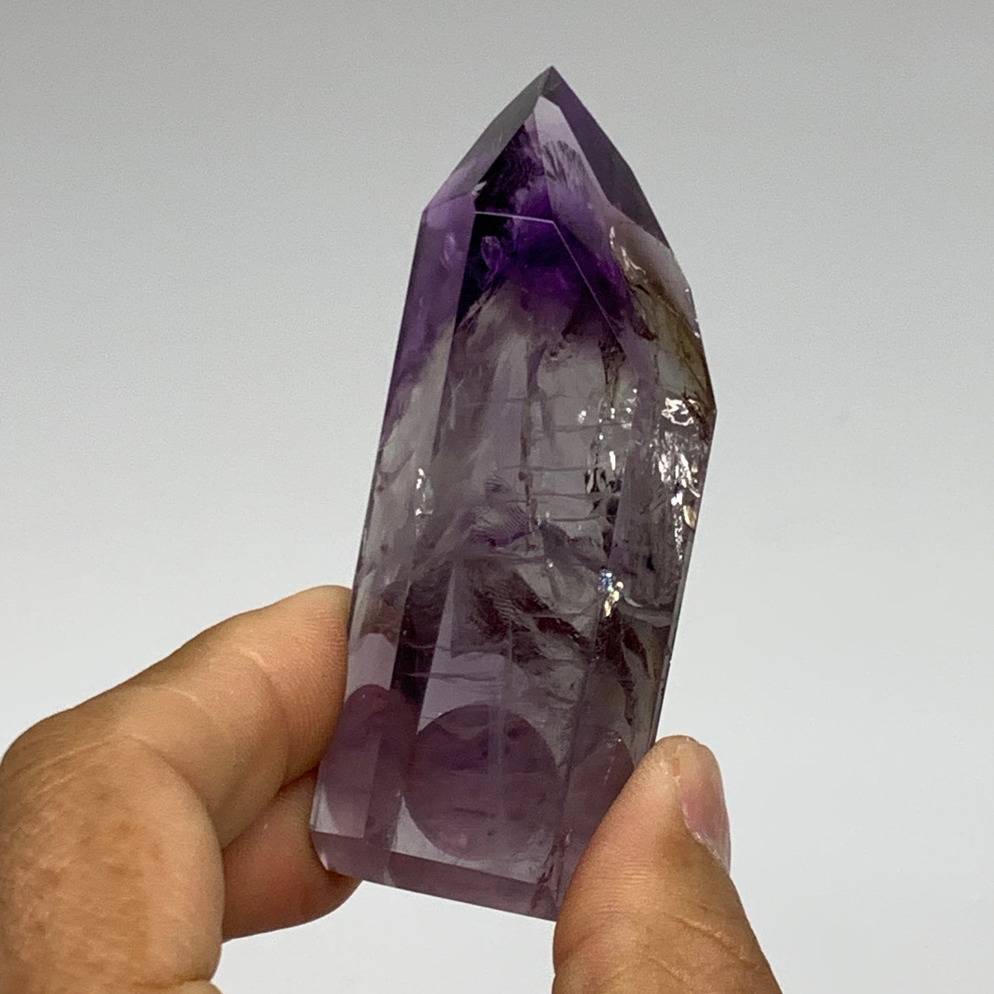 110g, 3.2"x1.2"x1,1", Natural Amethyst Tower Point Obelisk @Brazil, B32305