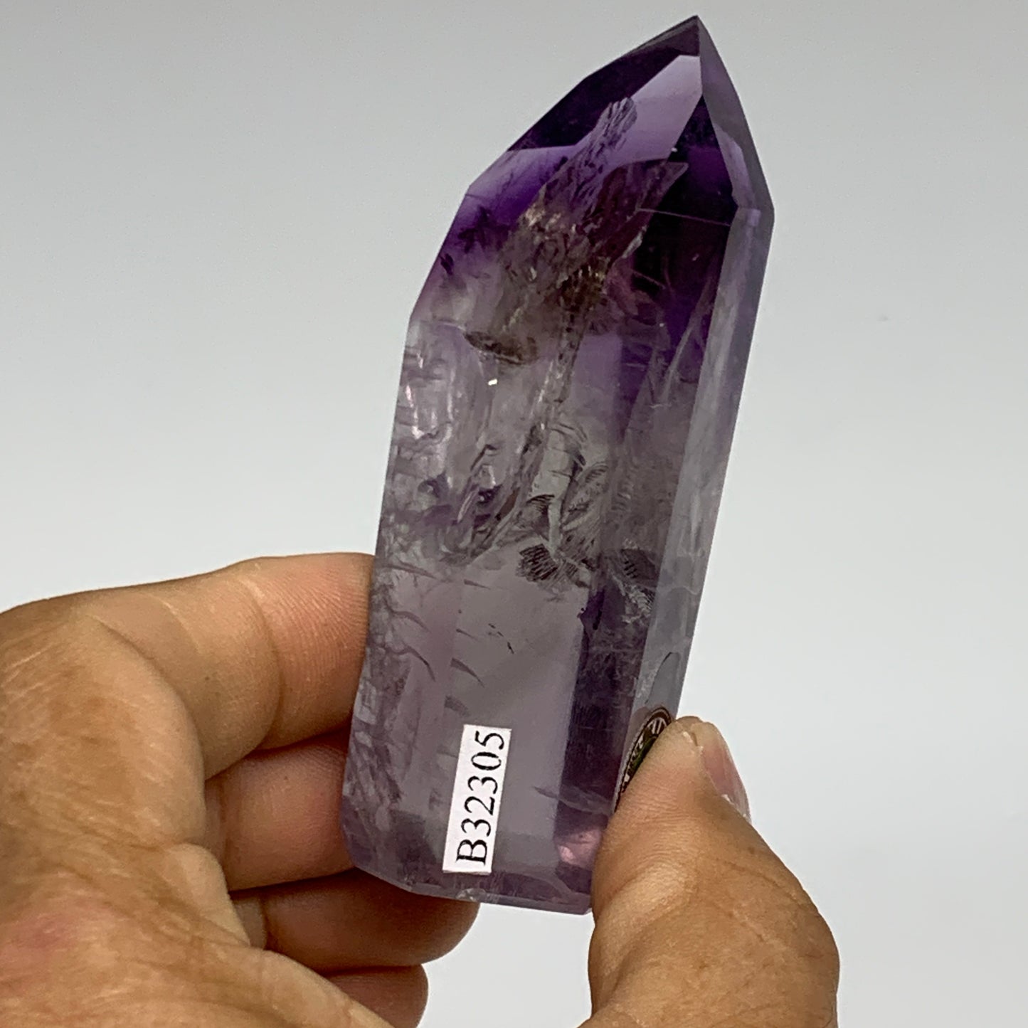 110g, 3.2"x1.2"x1,1", Natural Amethyst Tower Point Obelisk @Brazil, B32305