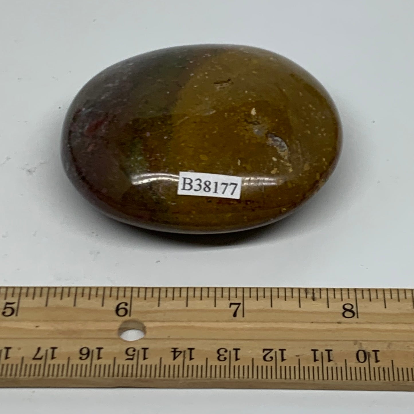 155.2g, 2.7"x2.4"x1" Natural Ocean Jasper Palm-Stone Orbicular Jasper, B38177