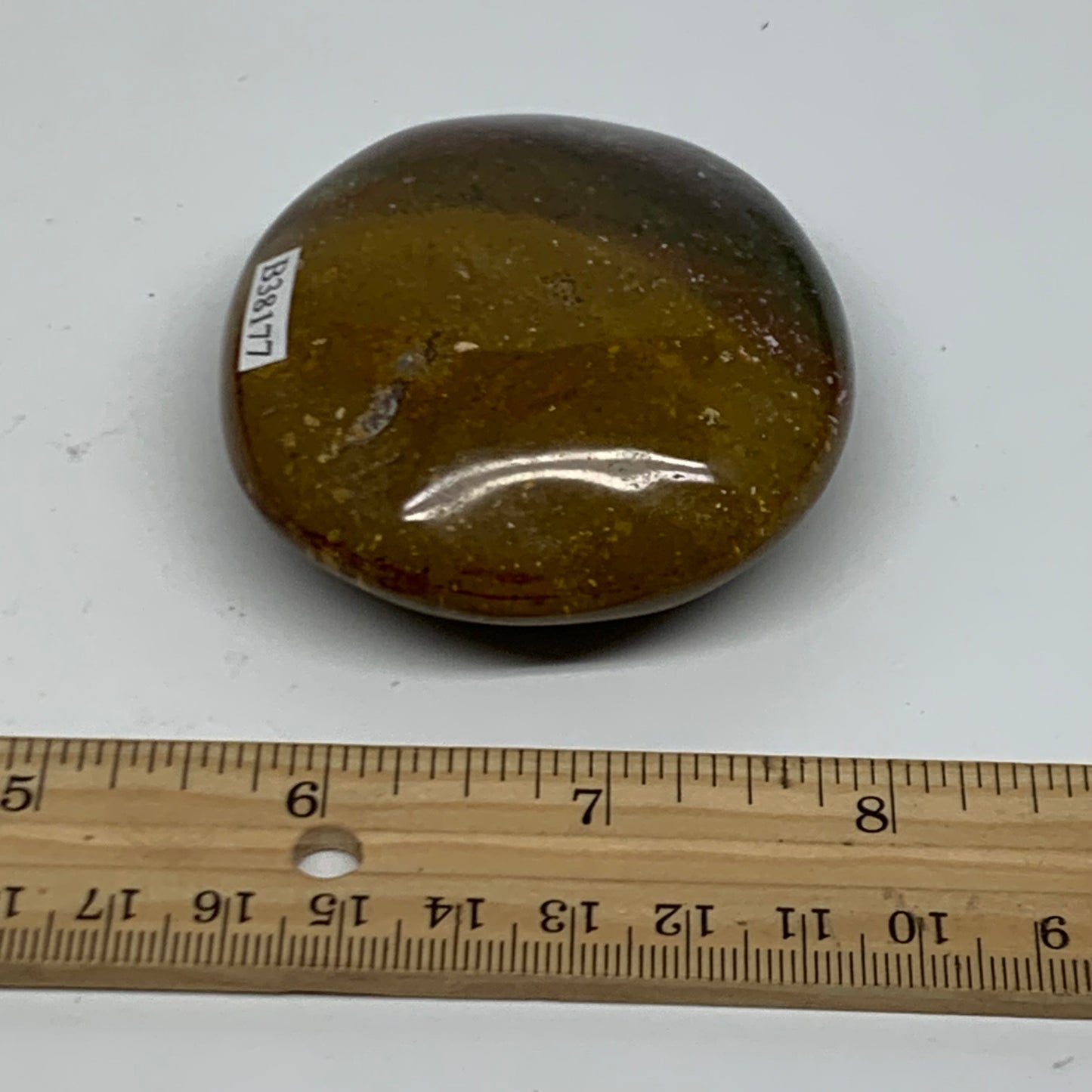 155.2g, 2.7"x2.4"x1" Natural Ocean Jasper Palm-Stone Orbicular Jasper, B38177