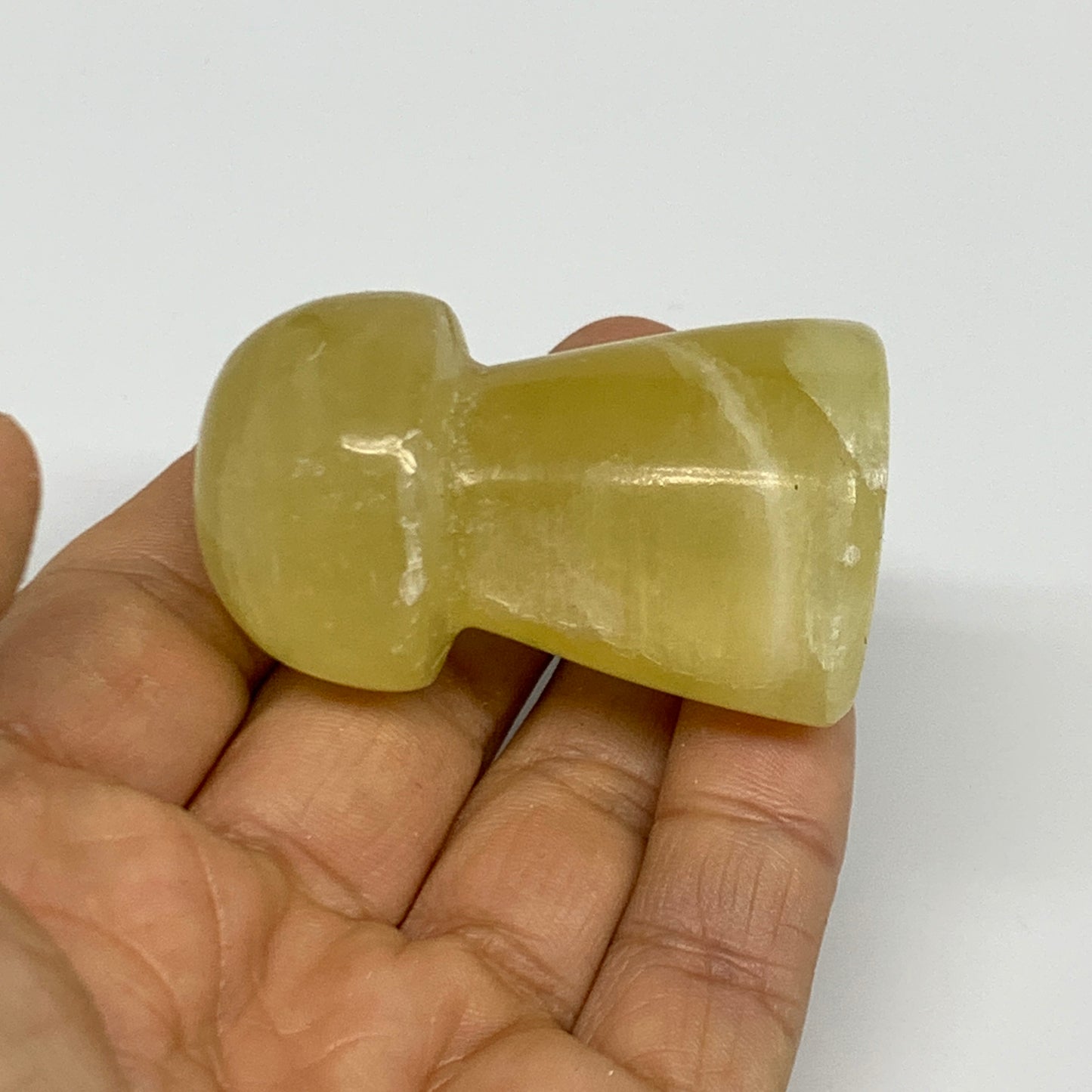 83g, 2"x1.2" Natural Lemon Calcite Mushroom Gemstone @Pakistan, B31682