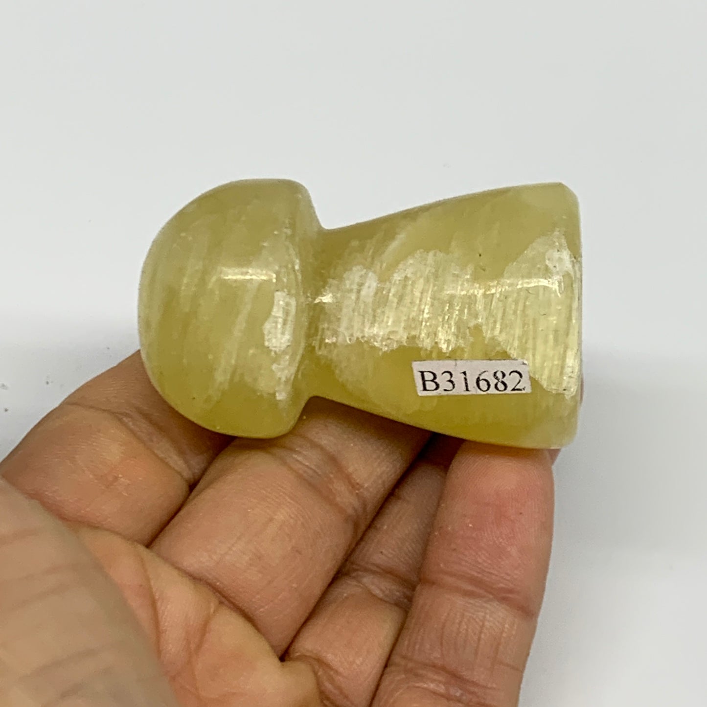 83g, 2"x1.2" Natural Lemon Calcite Mushroom Gemstone @Pakistan, B31682