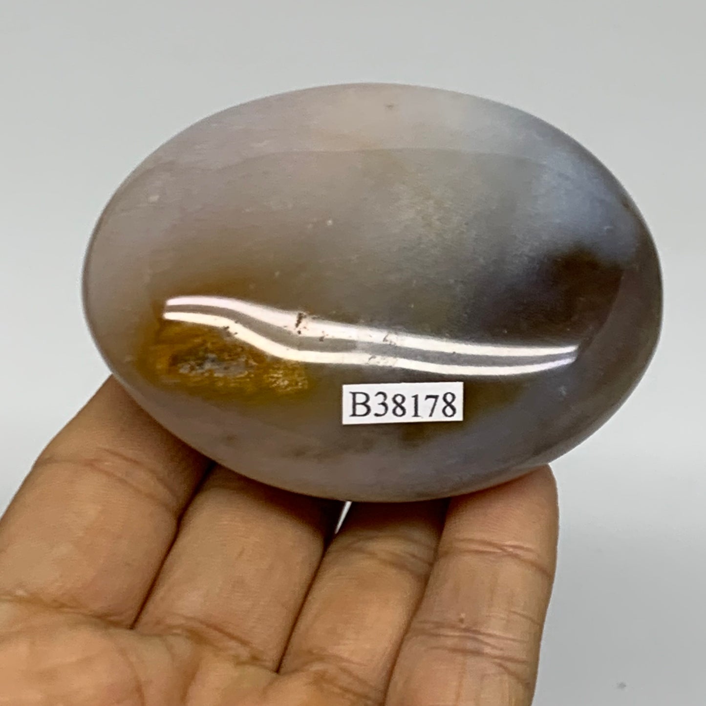 192.1g, 2.9"x2.3"x1.2" Natural Ocean Jasper Palm-Stone Orbicular Jasper, B38178