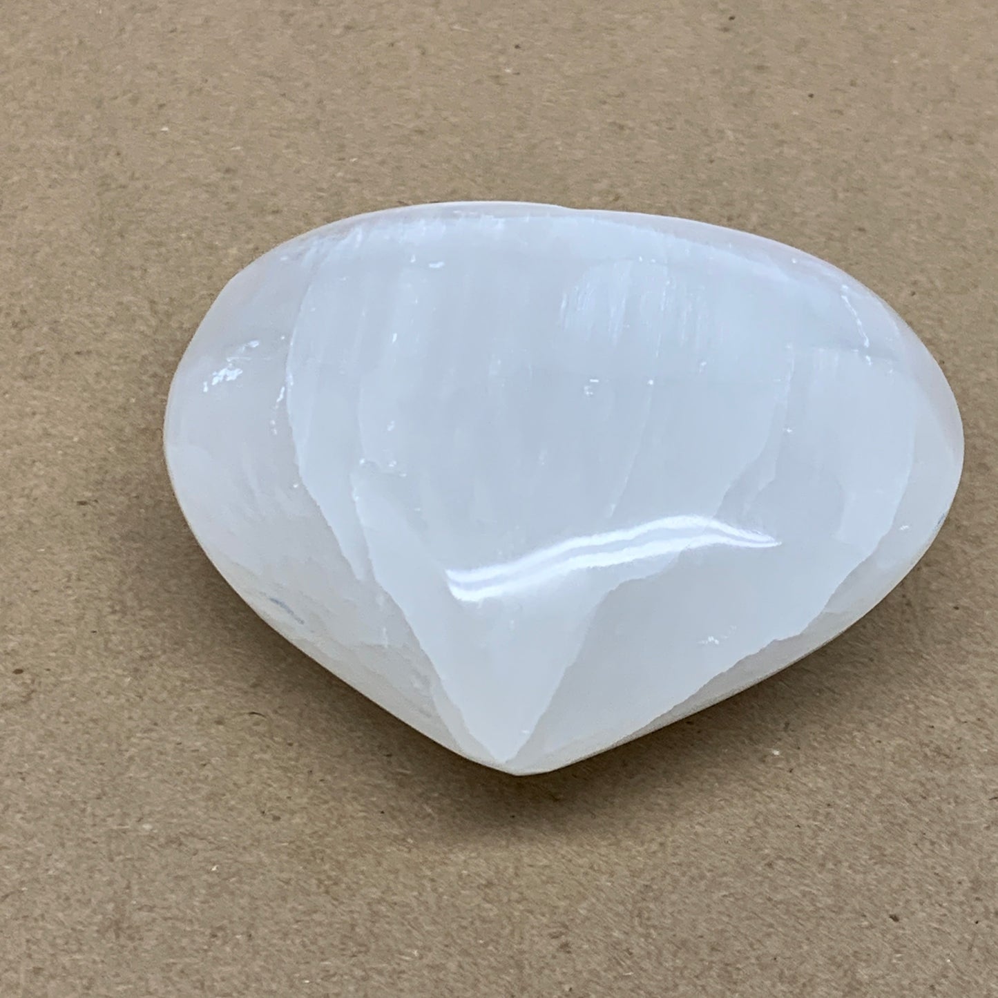 1.2 lbs, 4.1"x4.3"x1.7", Selenite Half Puffy Heart Crystals, Satin Spar, B36439
