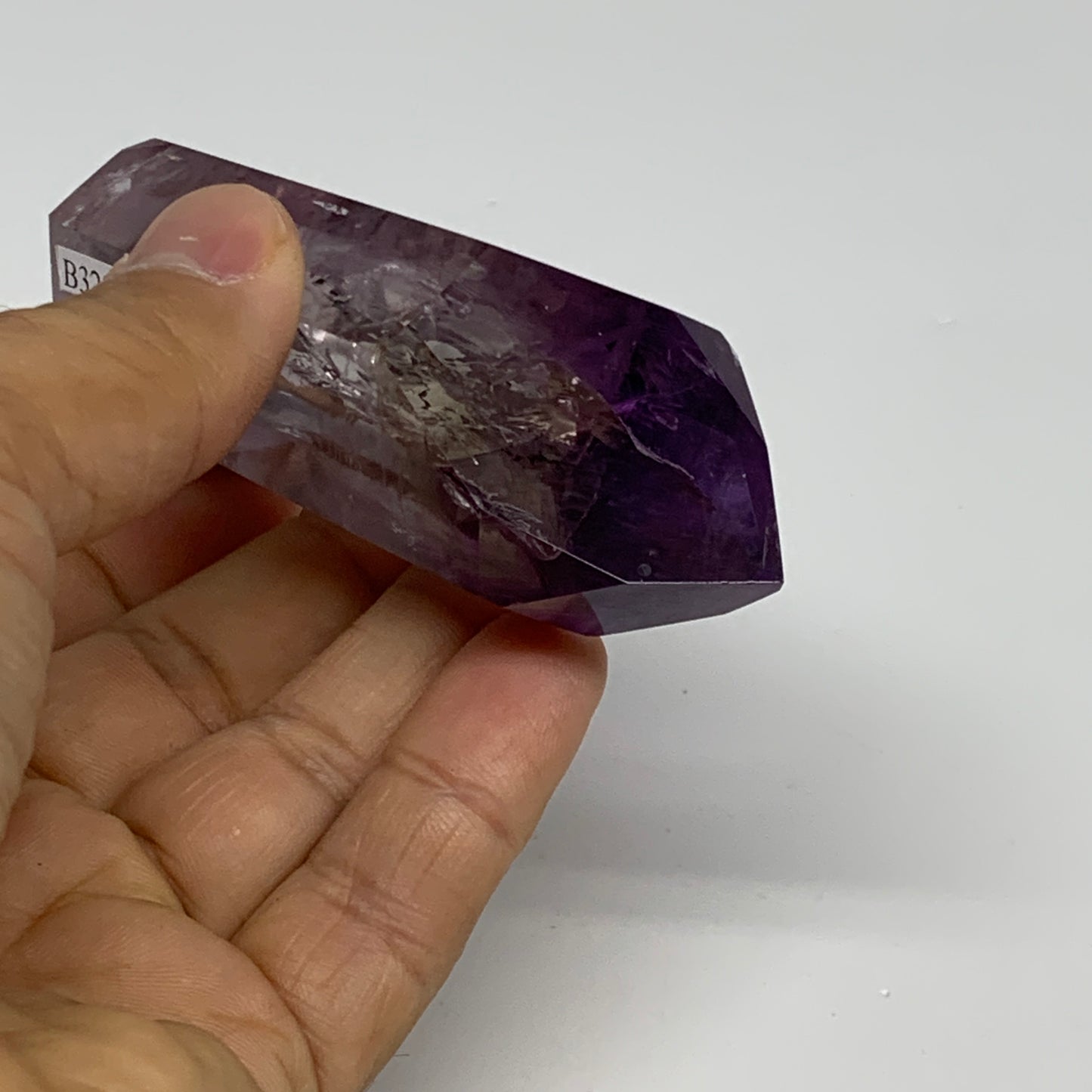 110g, 3.2"x1.2"x1,1", Natural Amethyst Tower Point Obelisk @Brazil, B32305